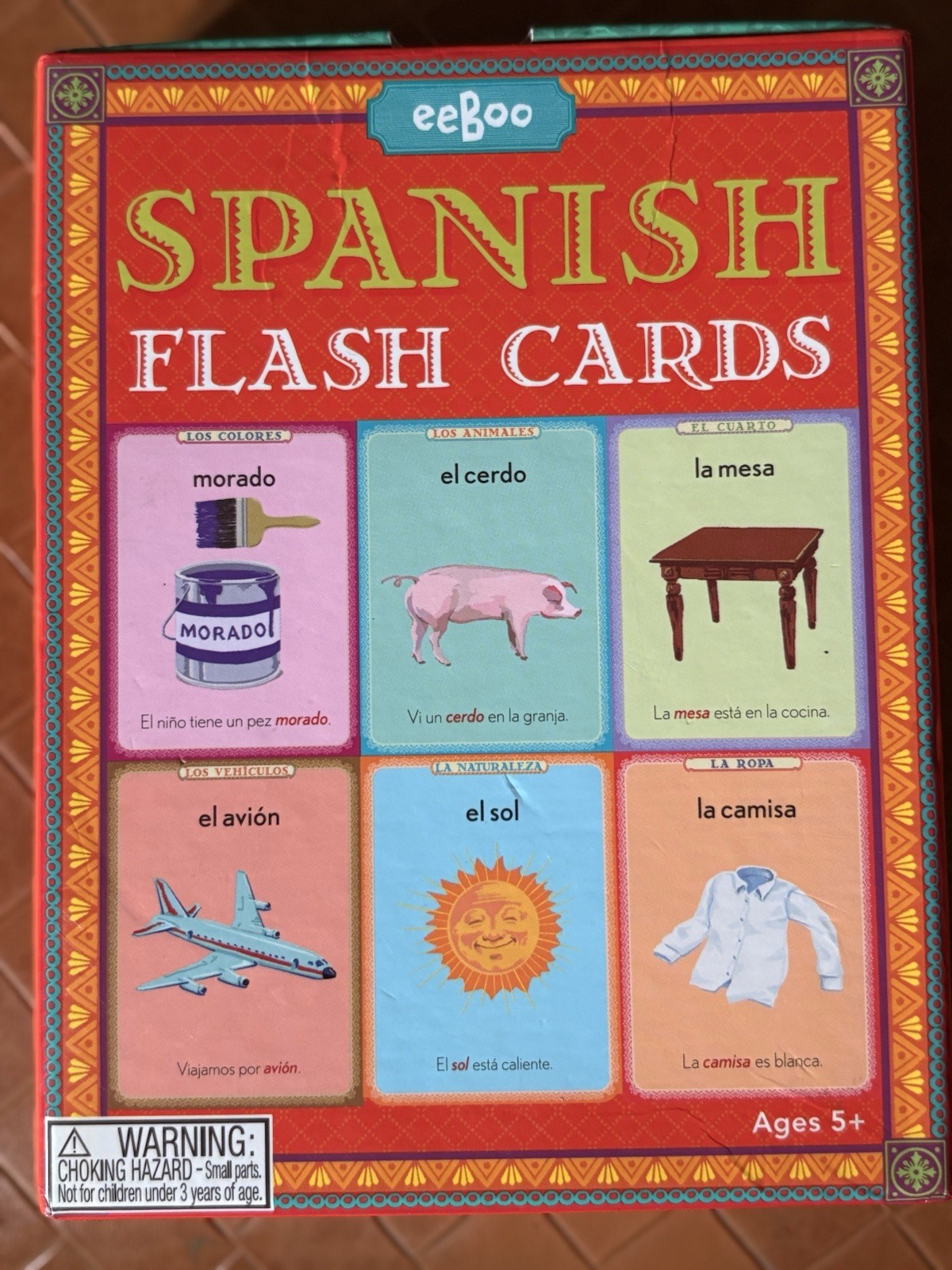 eeBoo’s Spanish Vocabulary Flash Cards for Kids Ages 5+ Espanol
