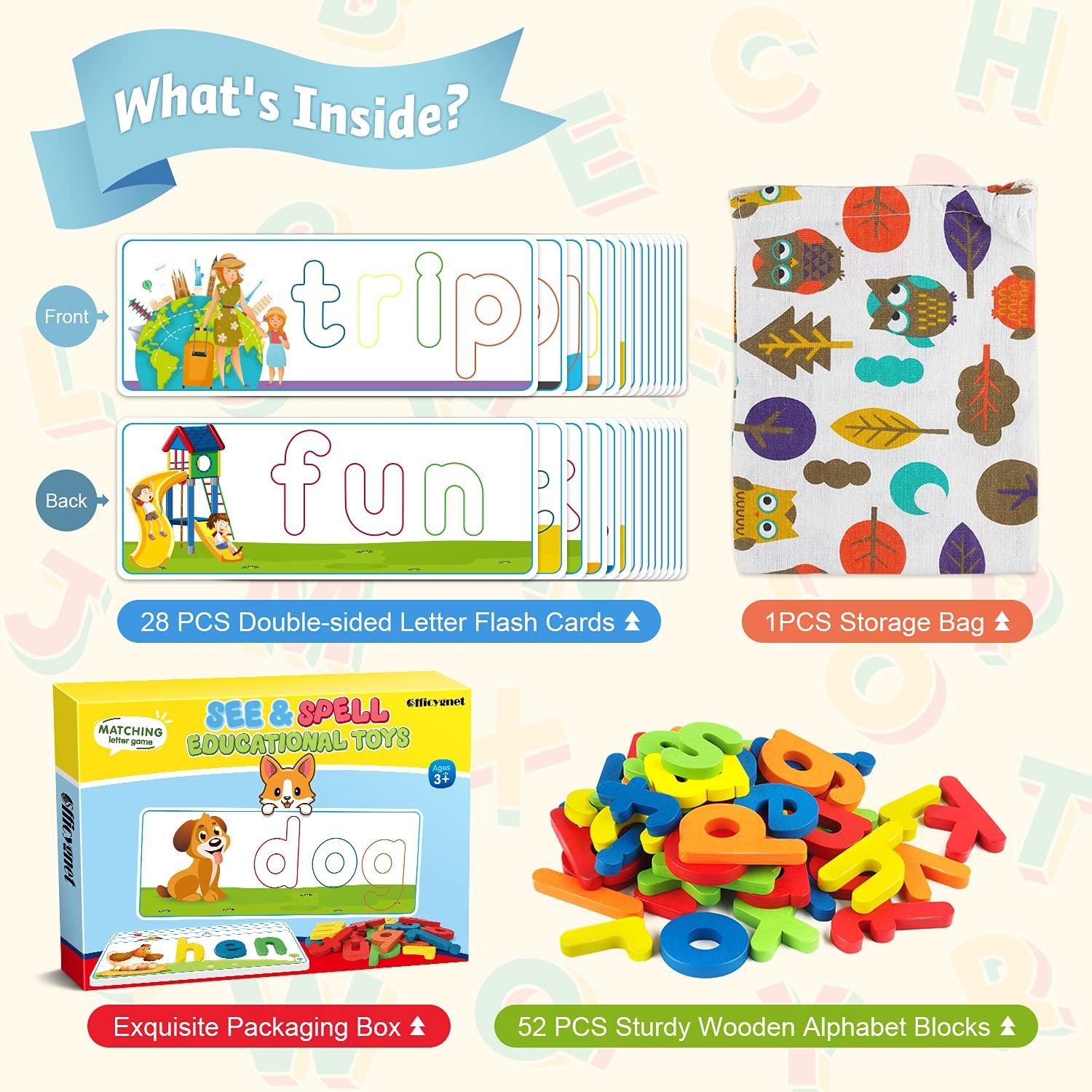 Learning Toys for 2 3 4 5 6 Years Old Boys and Girls, See & Spell CVC Word Bu…
