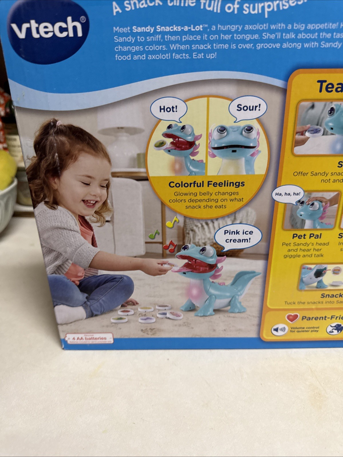 VTech Sandy Snacks-a-Lot Electronic Talking Interactive Axolotl Pet NIB