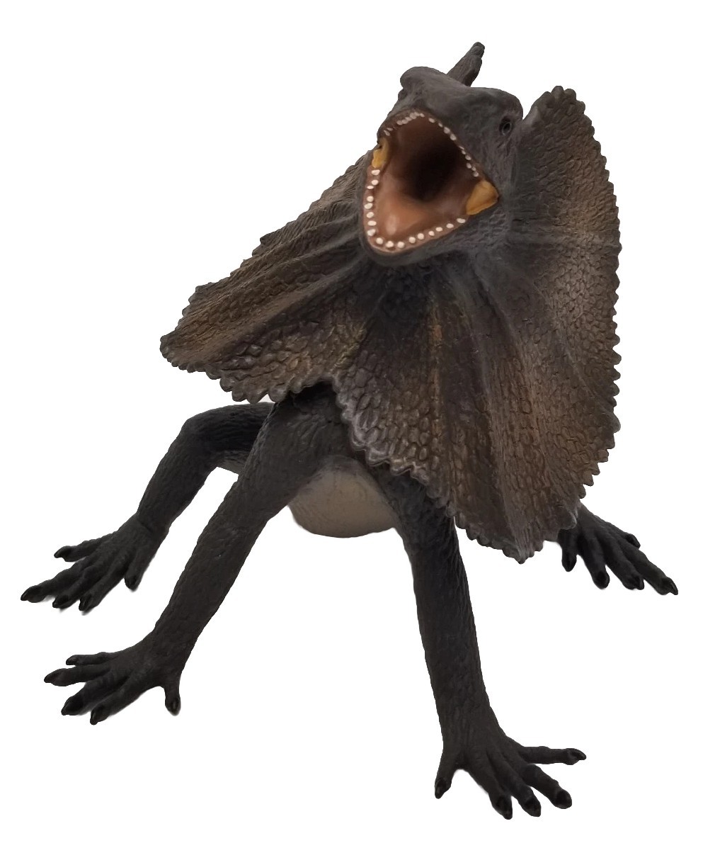 Safari Ltd Frilled Lizard Figure Gray Wildlife Zoo Animal Figurine 10 inch 2005