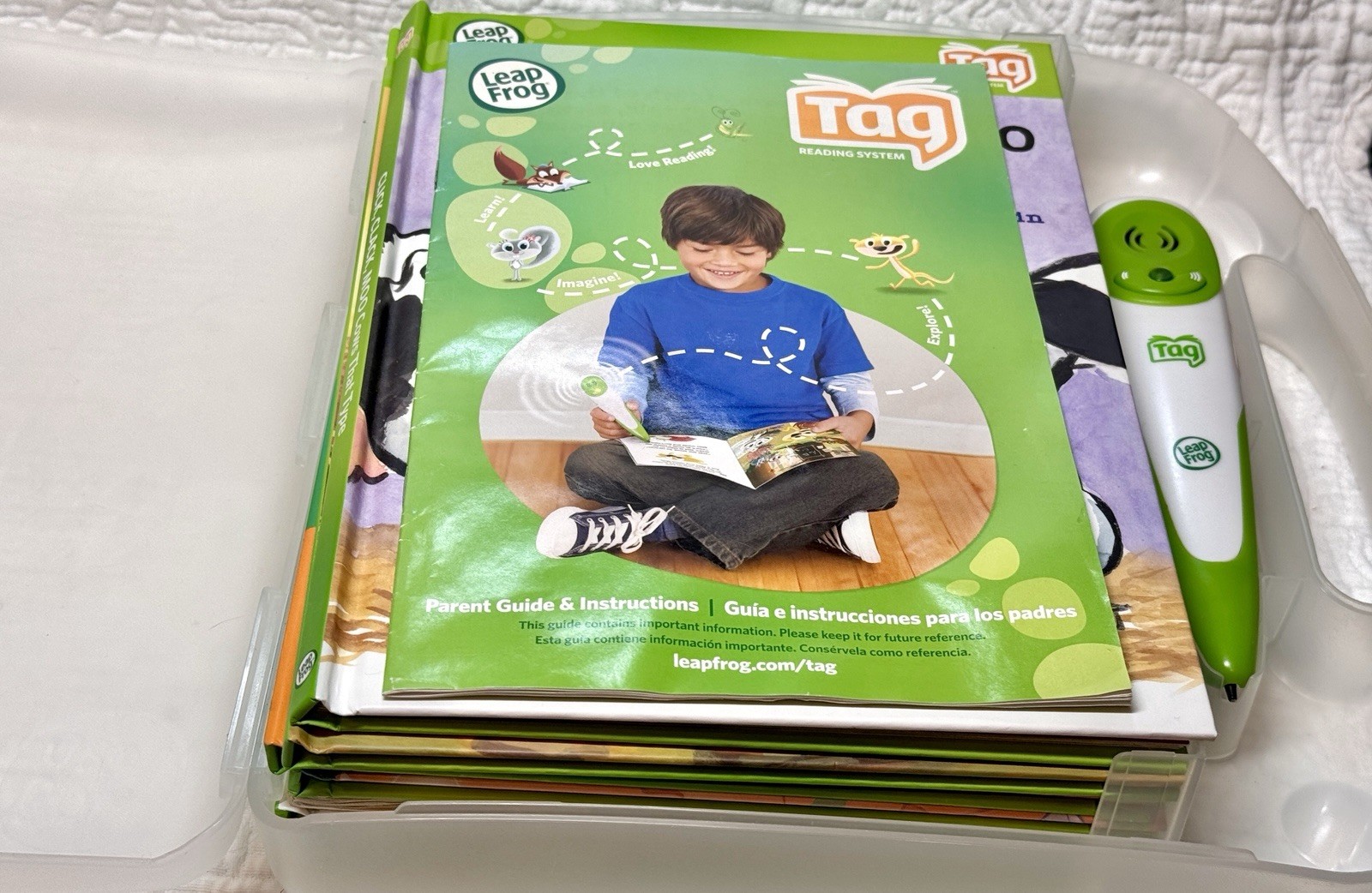 Leap Frog Reader Tag – Leap Frog Book Lot – Leap Frog Tag Books Plastic Case GUC