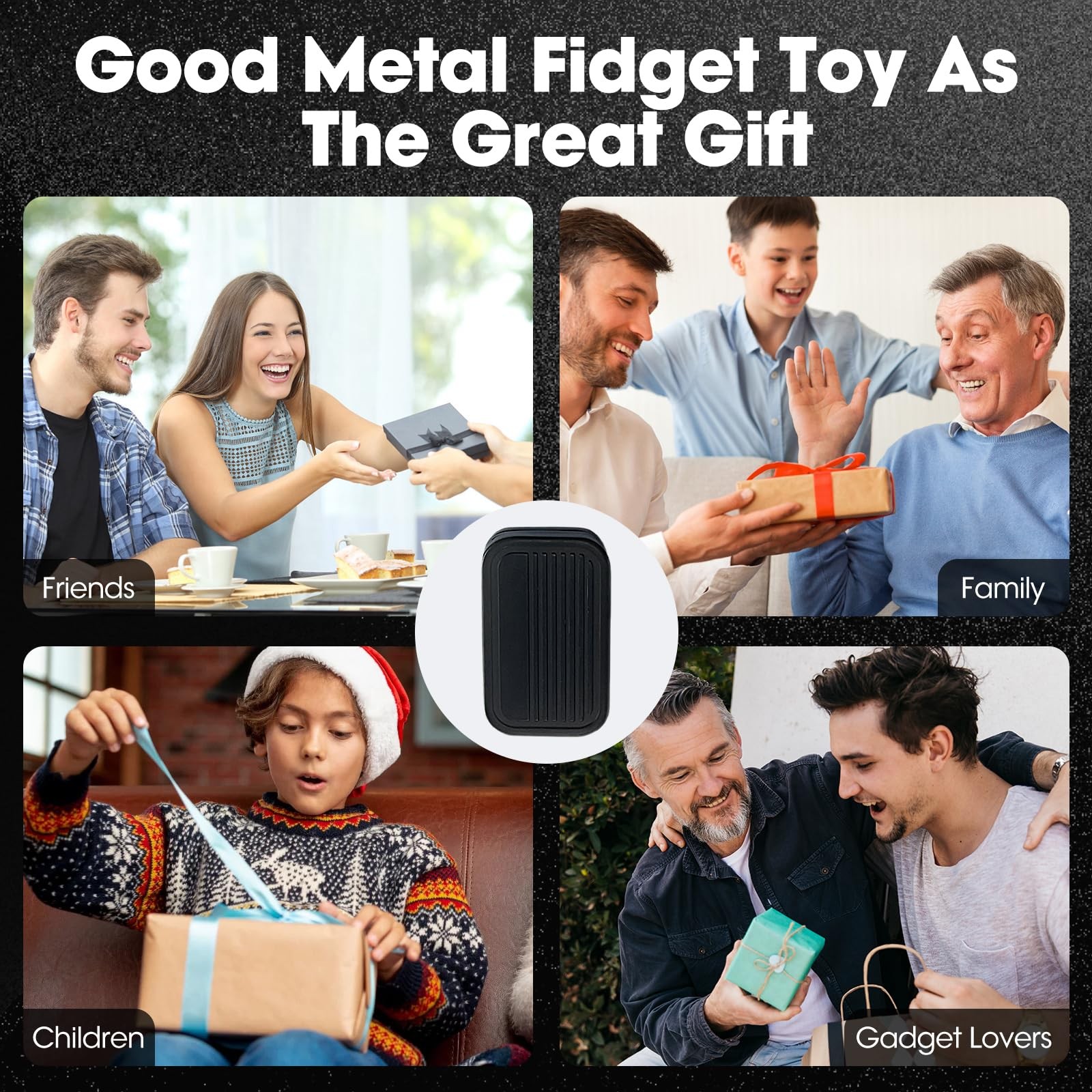 JUDIXY Fidget Slider 3 Layer EDC Gadgets Toy, Metal Magnetic Small, Black