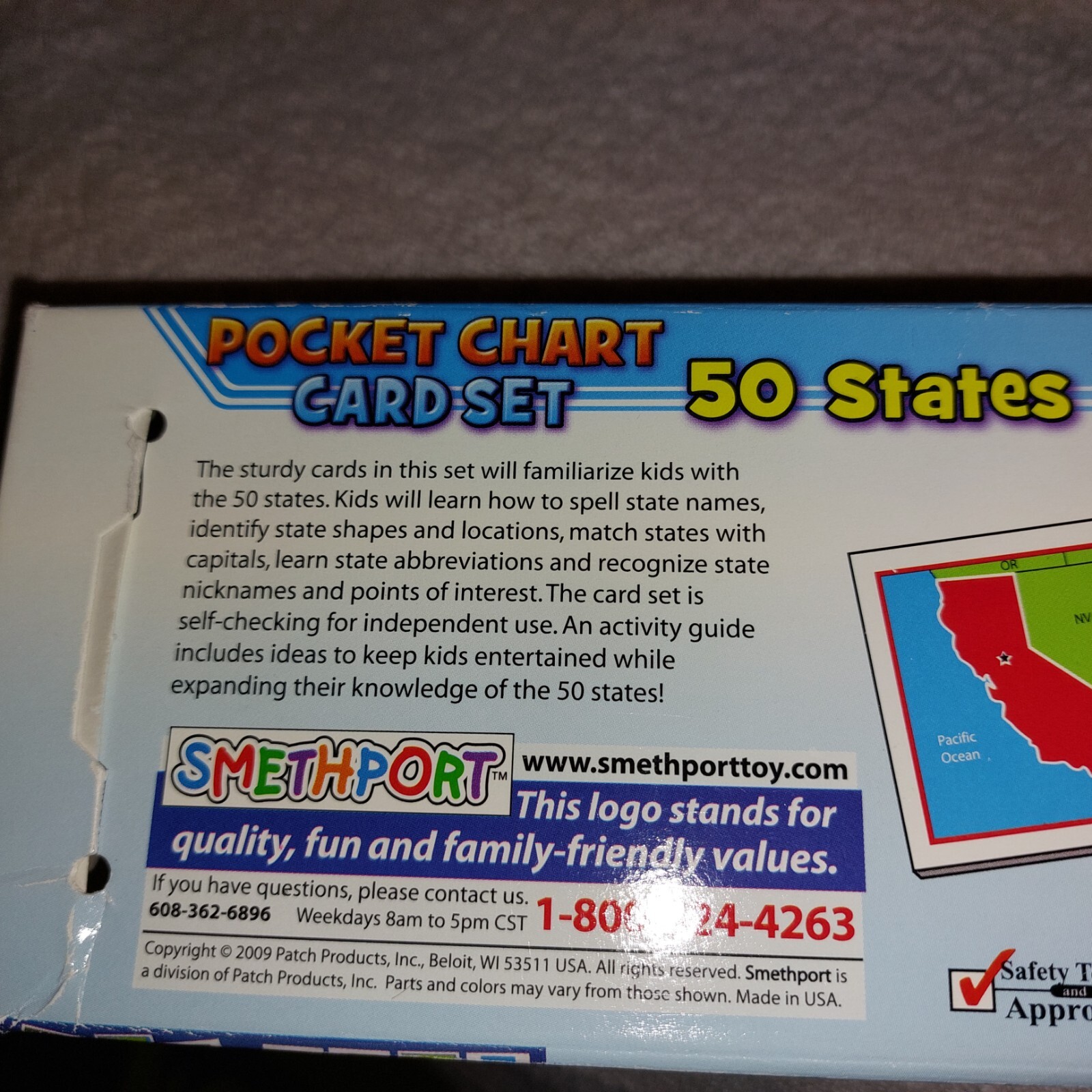 Smethport Pocket Chart Card Set 50 STATES Ages 6+ 125 Double-Sided Color Cards