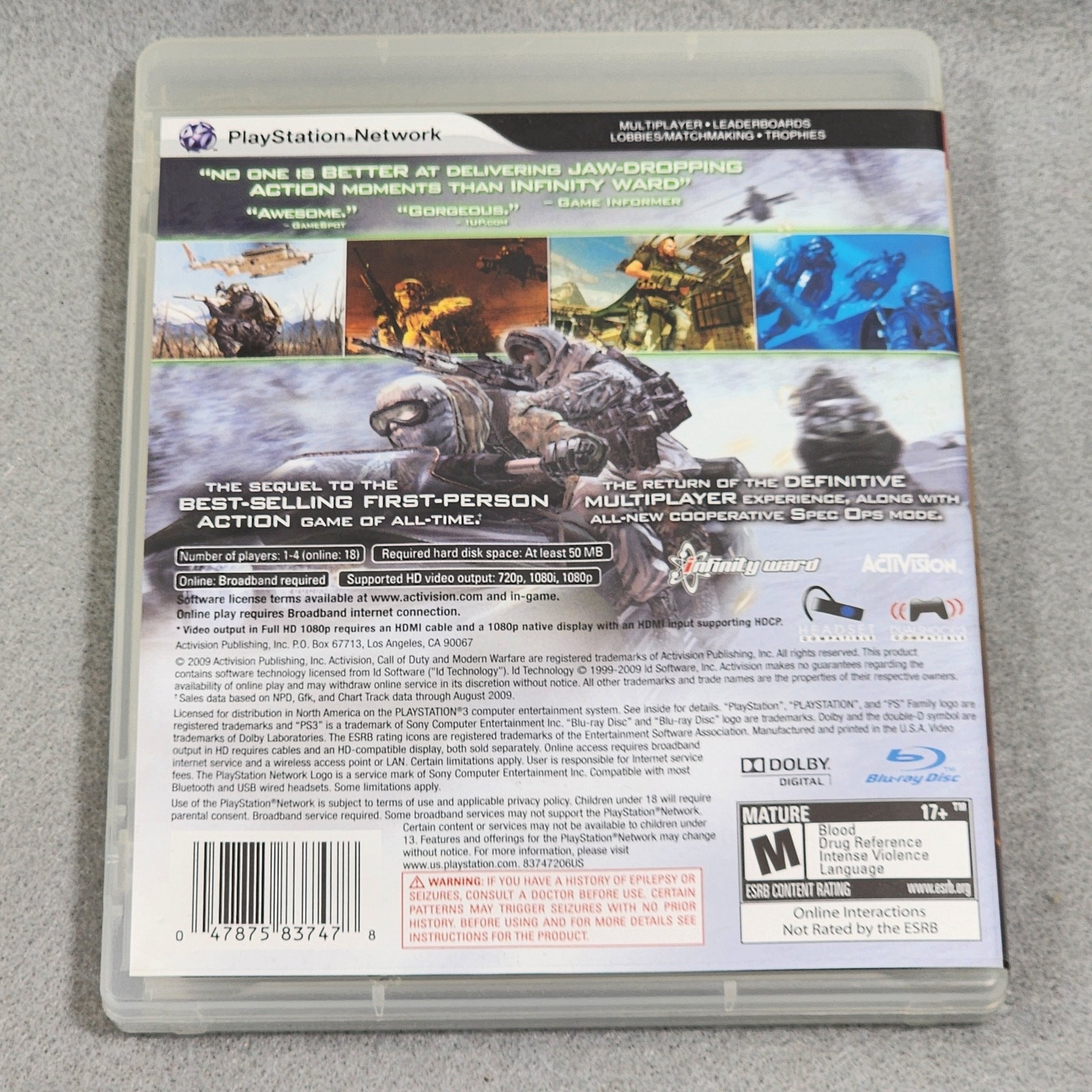 Call Of Duty Modern Warfare 2 PlayStation 3 (2009 PS3) Complete – Untested
