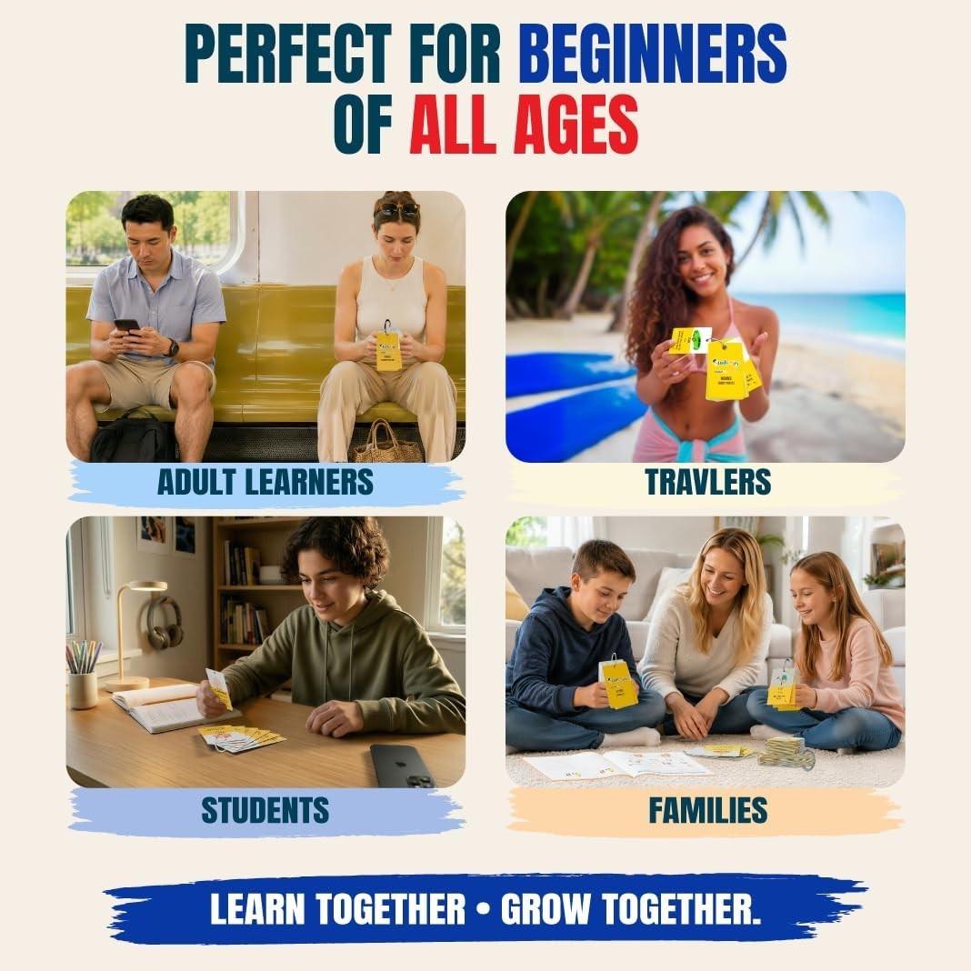 300 Bilingual English Spanish Flash Cards for Adults & Kids Ages 12+ Beginner…