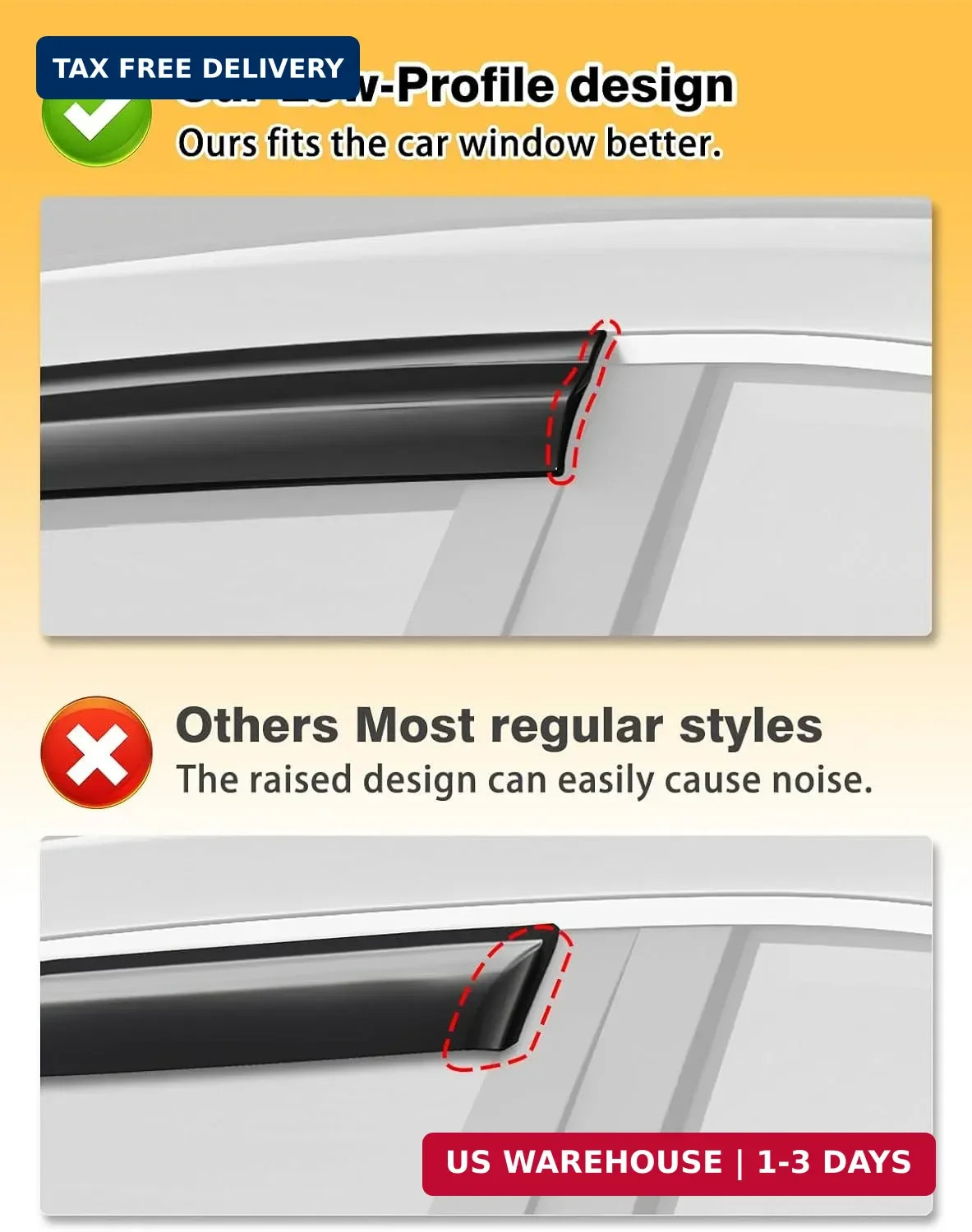 Tape-On 6pcs Rain Guards Window Visors Fit for Toyota RAV4 2019 2020 2021 2022 2
