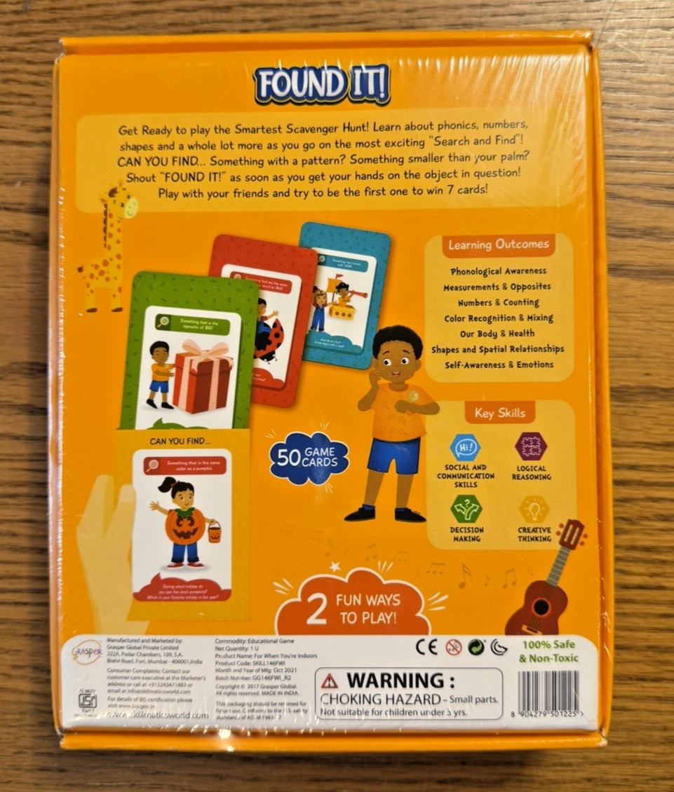 Skillmatics FOUND IT Indoors Scavenger Hunt Card Game Educational NEW Sealed