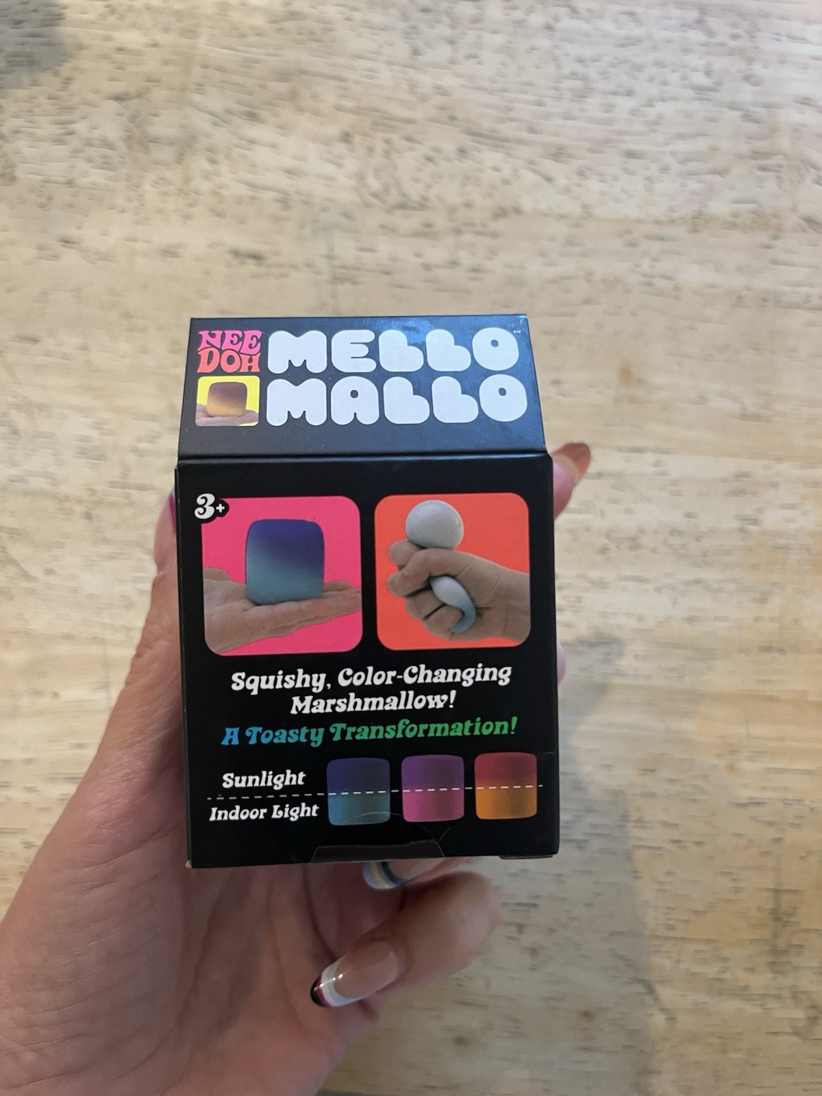 Schylling NeeDoh Mello Mallo Viral Fidget Toy UV Color Change Yellow Authentic