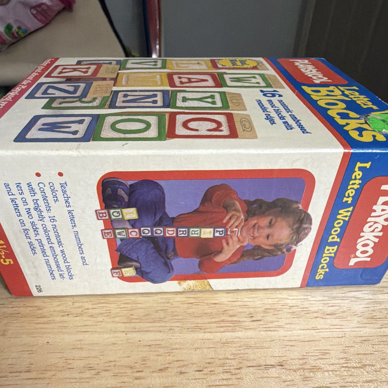 Playskool Letter Wood Blocks 16-Piece Set w/ Box 1986 MPN 226 Ages 1 1/2-5