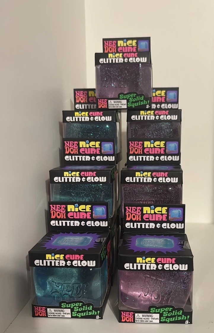 Needoh Nice Cube, Glitter And Glow (blue, pink, purple)