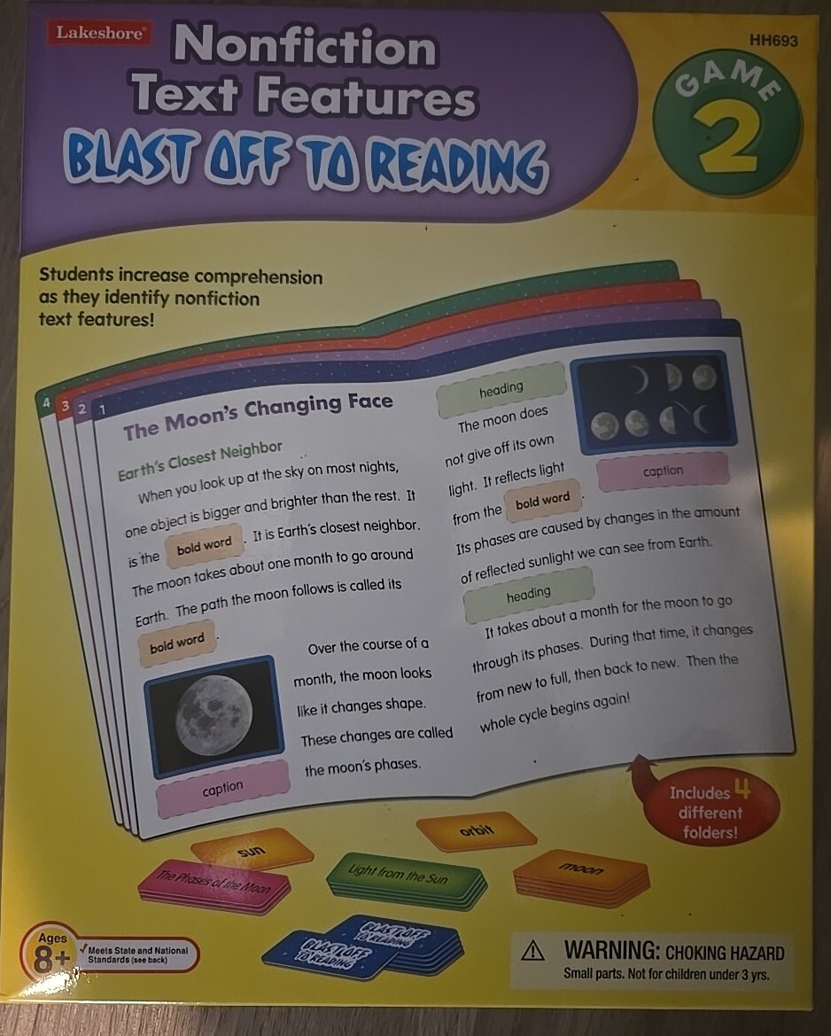 Lakeshore Nonfiction Text Features A Blast Off To Reading Game To HHH 693 Ages 8