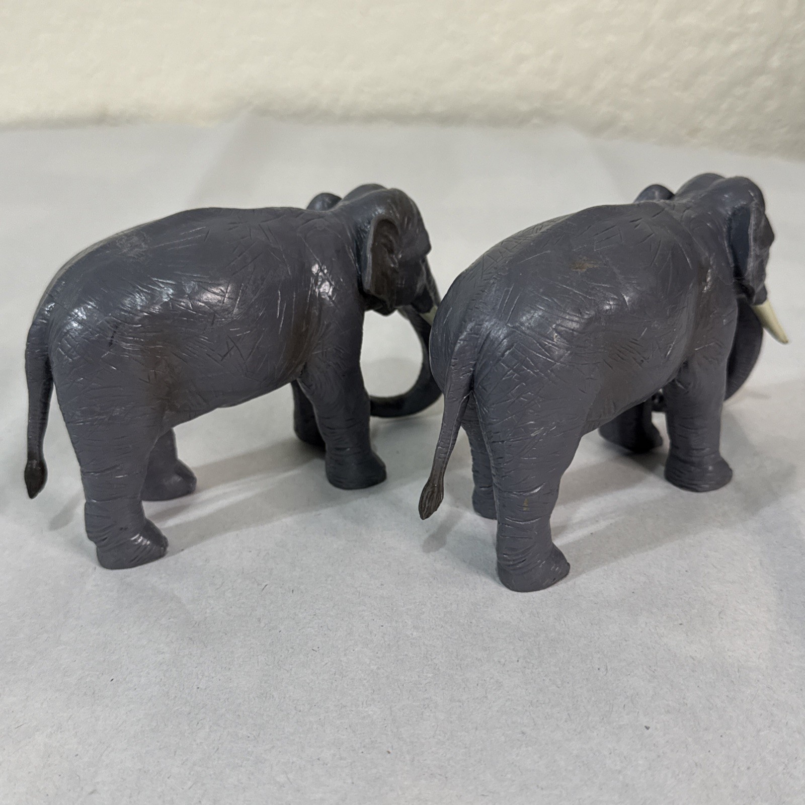 Terra by Battat Gray African Elephants Lot of 2 Lightly Used Hard Plastic Toy