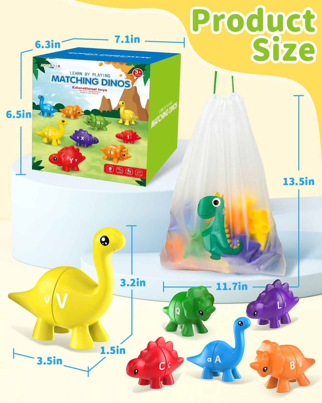 Walenty 26PCS Dinosaur Alphabet Learning Toys Small, Bright, Vibrant Colors