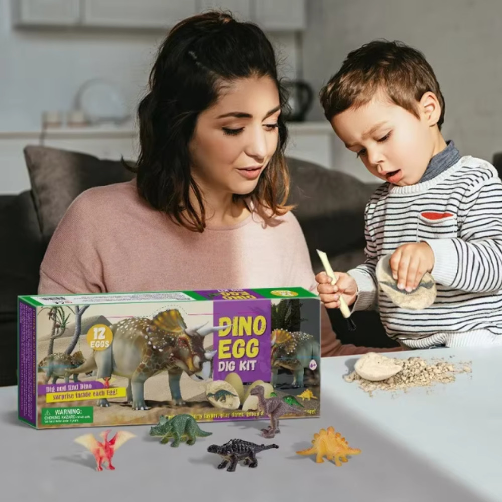 12PCS Dinosaur Egg Dig Kit Fossil Excavation STEM Science Toy Gift Set