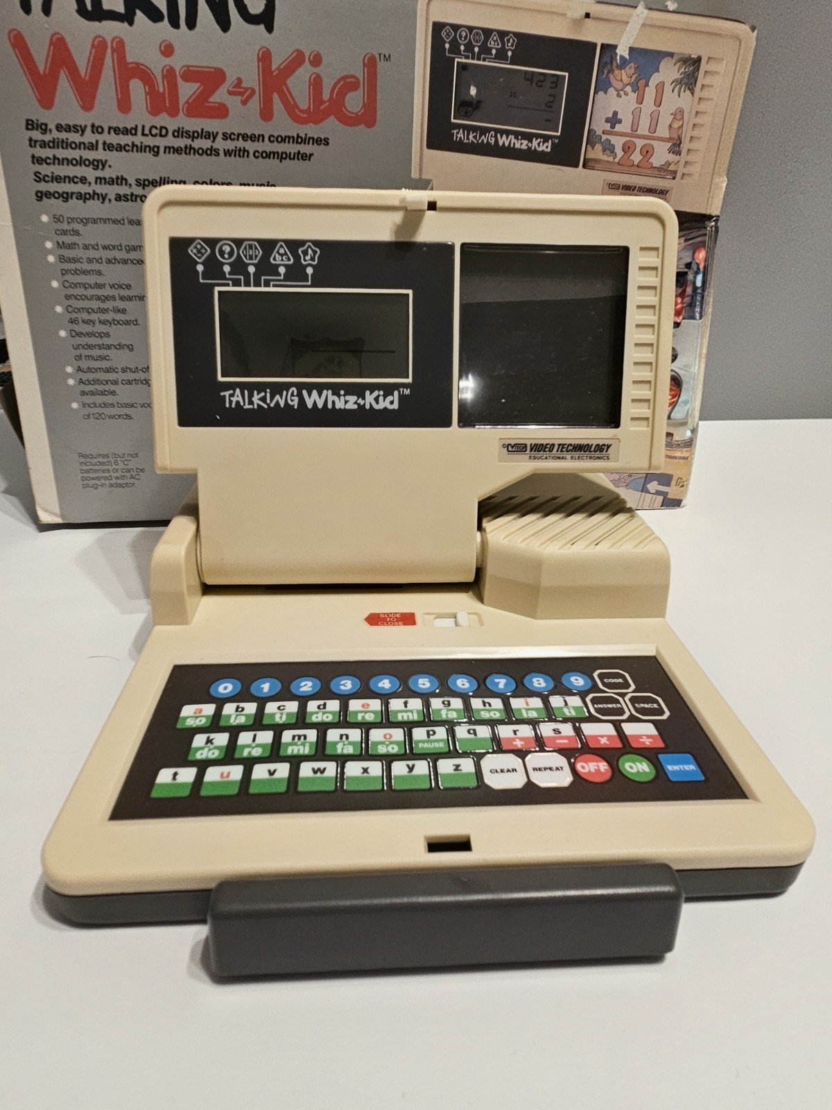 Talking Whiz Kid 1987 Vtech Education Computer w/ Learning Cards Vintage Nos
