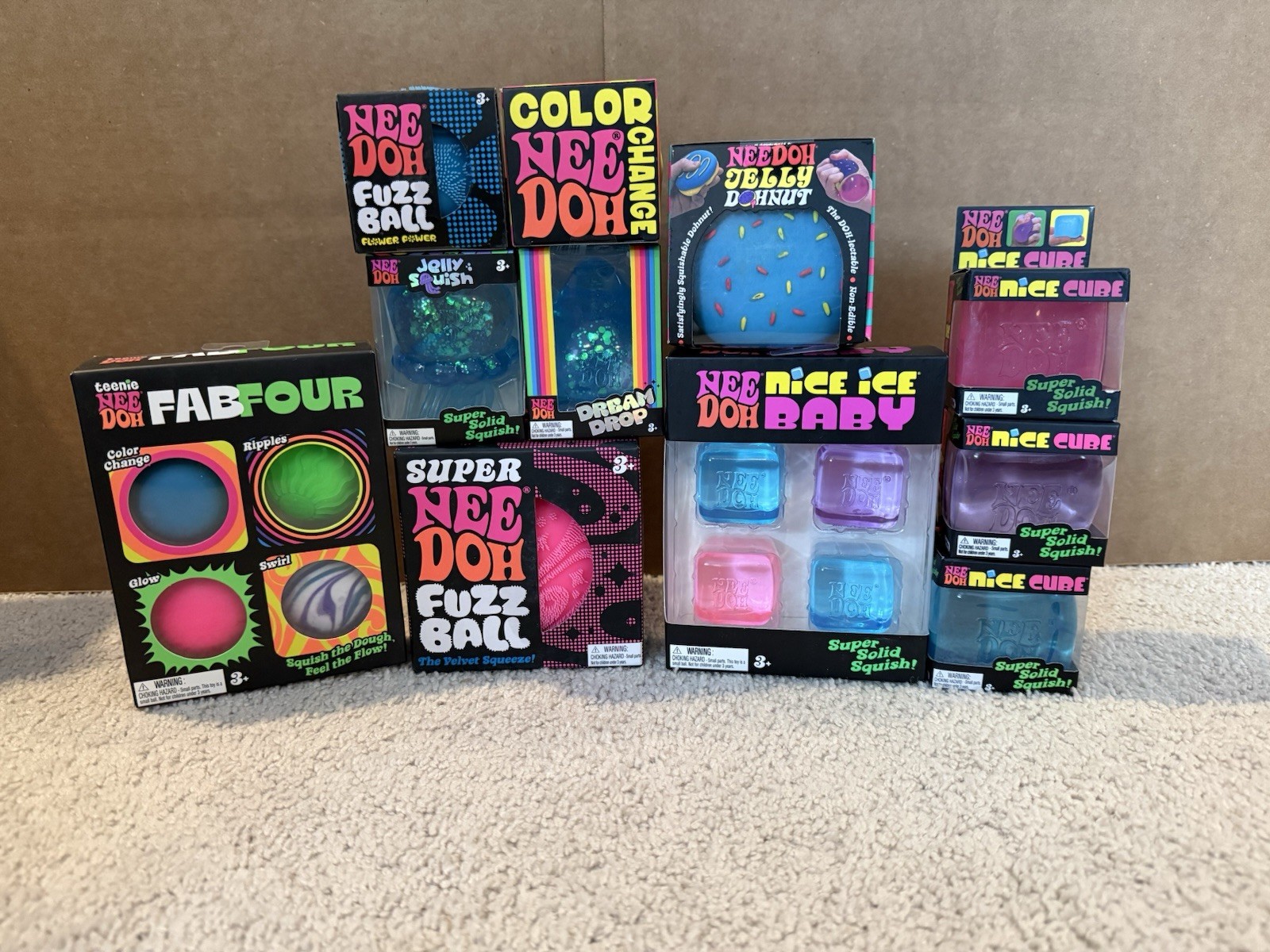 Needoh Lot – Super Fuzz Ball, Jelly Dohnut, Dream Drop, Jelly Squish – Authentic