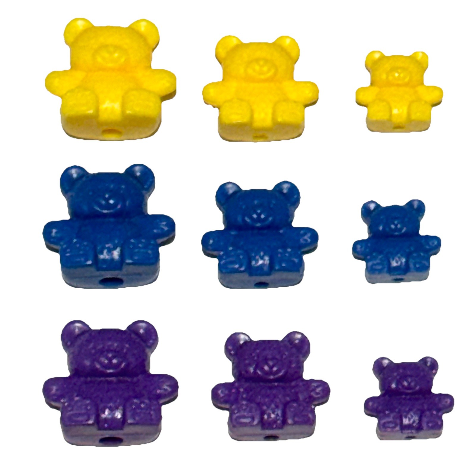 Plastic Teddy Bear Counters/Math Manipulative Mult-colored 3 Sizes Lot of 18