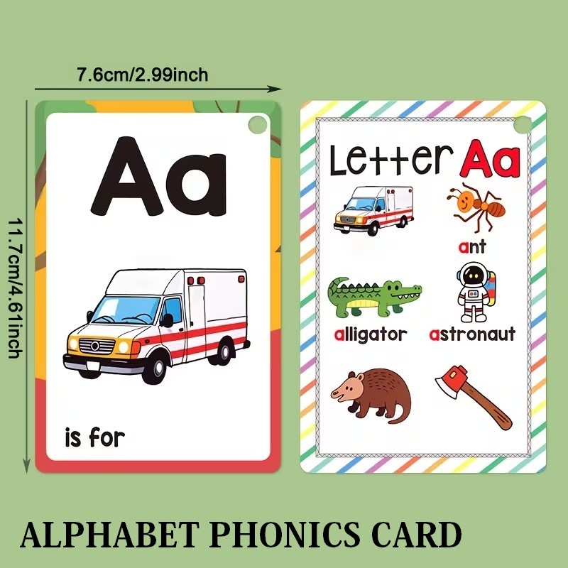 Alphabet Phonics Flash Cards for Toddlers Kids ABC Cards Educational Toys