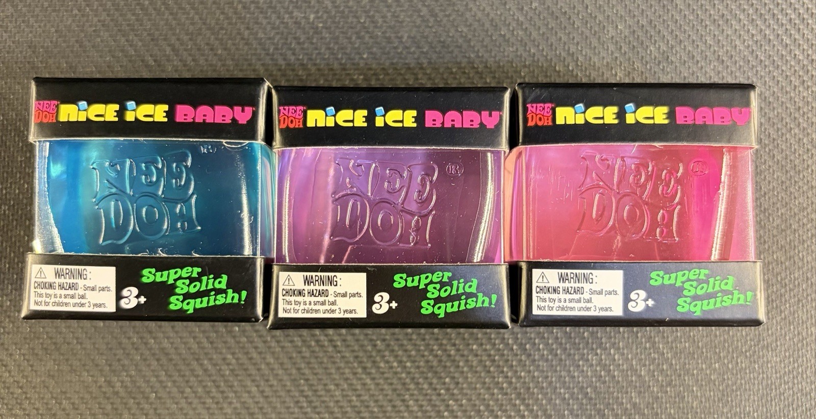 Lot of 3 Needoh NICE ICE BABY mini cube Blue, Pink & Purple- Authentic- NEW- FS