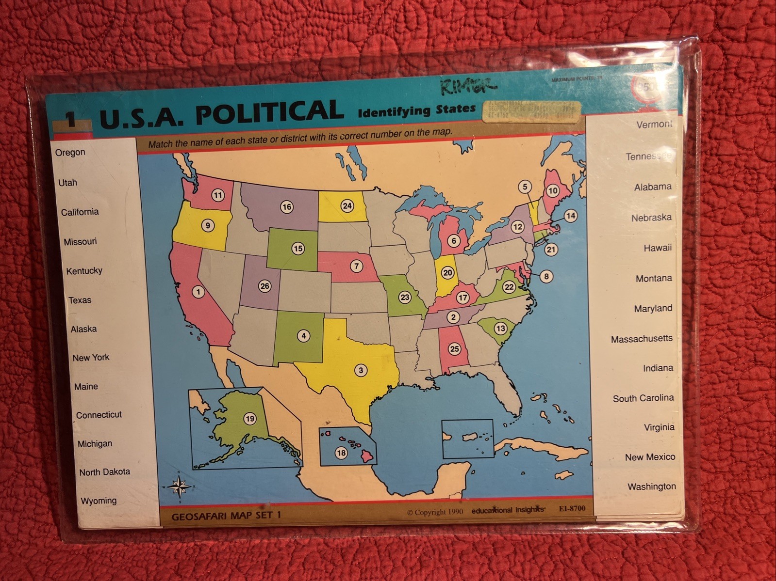 Educational Game Geosafari “Map Set 1” Cards Complete Set Of 10 Cards Geography