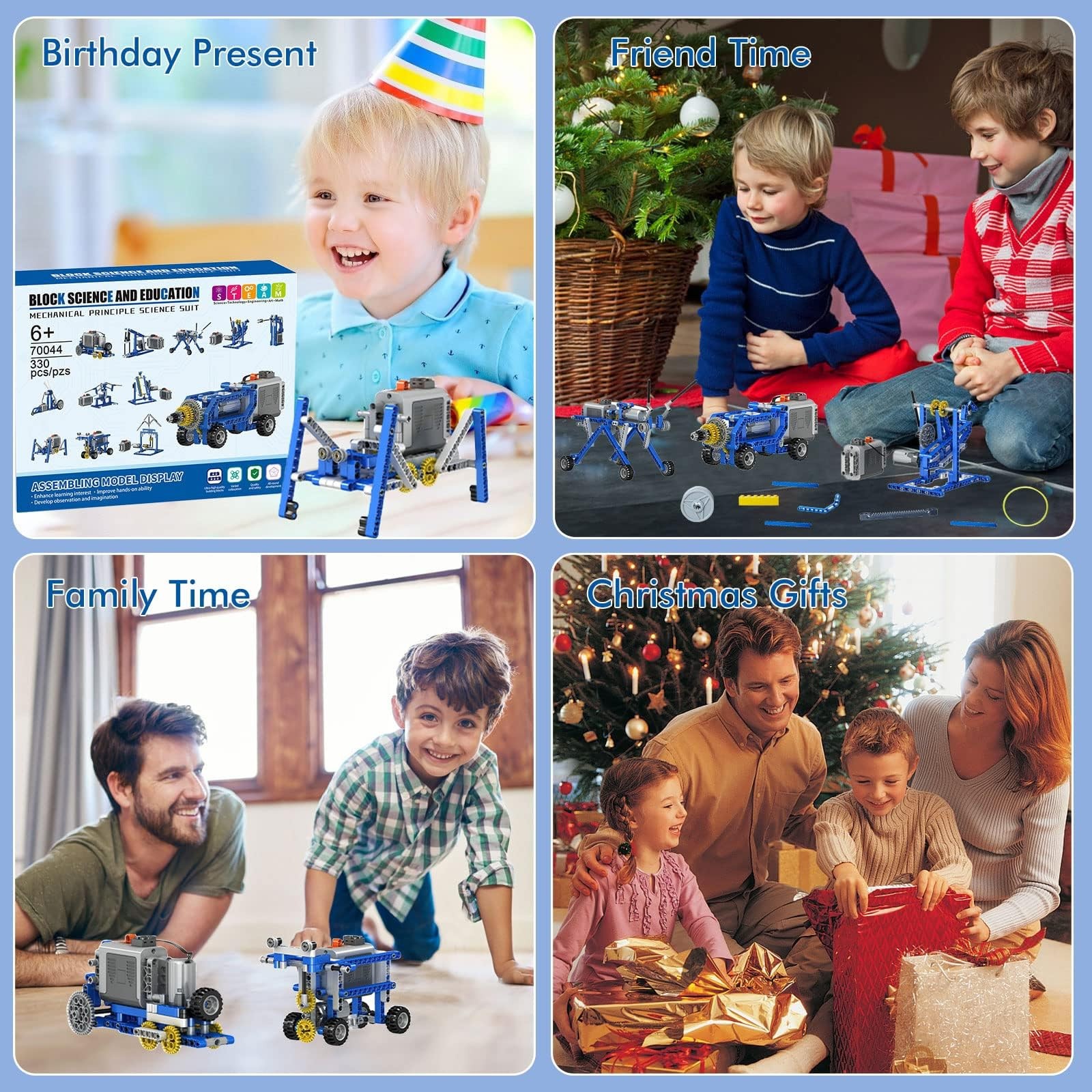 330Pcs Building Kit, 12 in 1 STEM Toys with Electric Power Motor for Kids, DI…