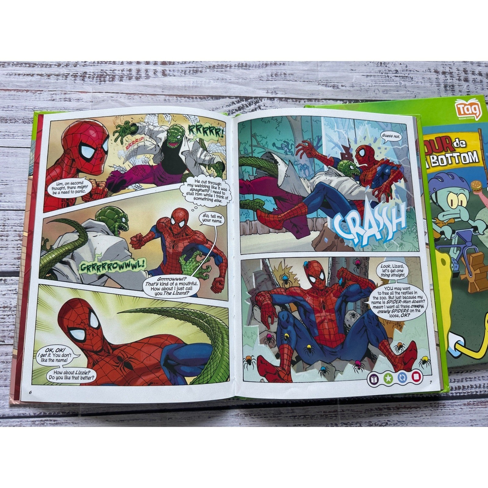 LeapFrog Tag Reading System Books Kids Green Spider-Man SpongeBob Set 2ct