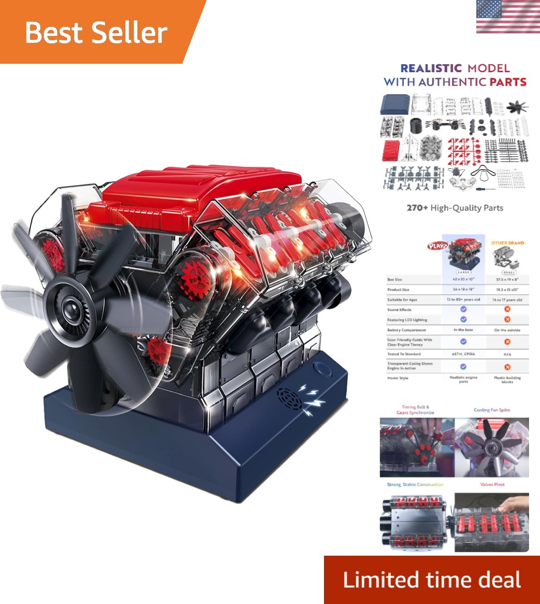 V8 Combustion Engine Model Kit that Runs – Build Your Own STEM Mini V8 Model …