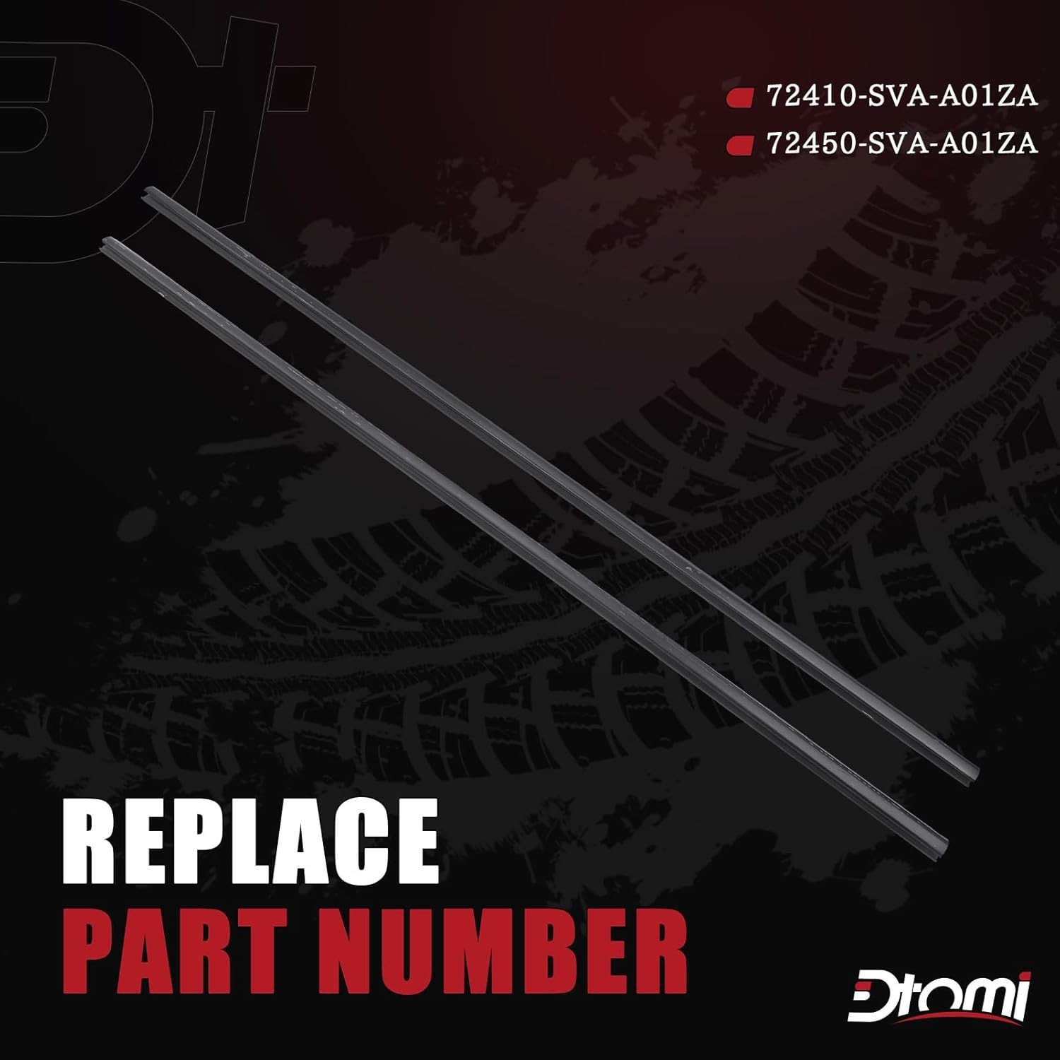 Front Door Window Belt Molding Weatherstrip Left and Right Compatible with Honda