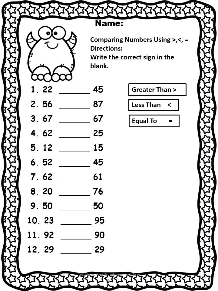 Comparing Numbers Greater, Less Than, Equal To-Lilly Pad Digital Download S15