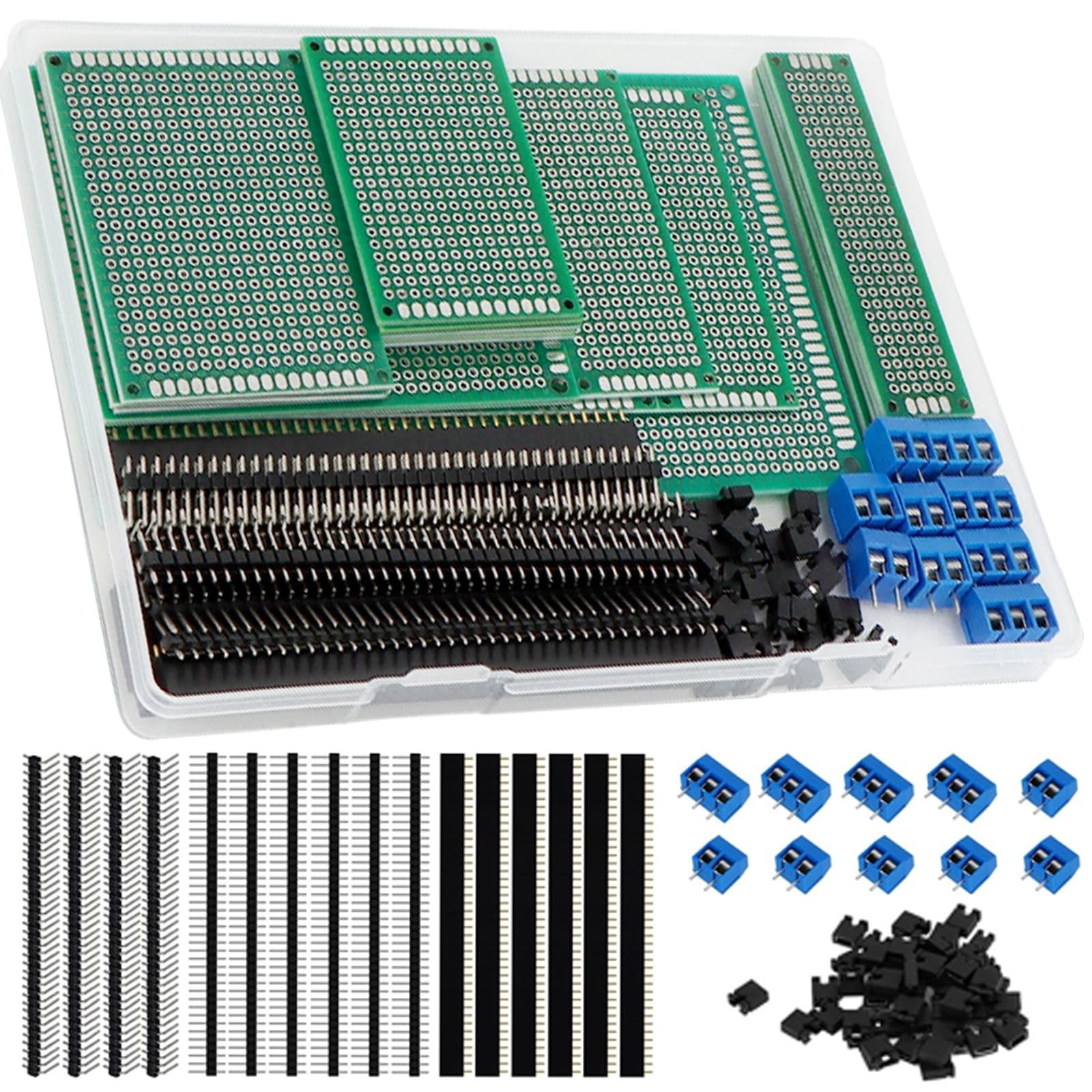 174-Piece PCB Circuit Board Prototype Kit, Double-Sided Perf Boards in 6…