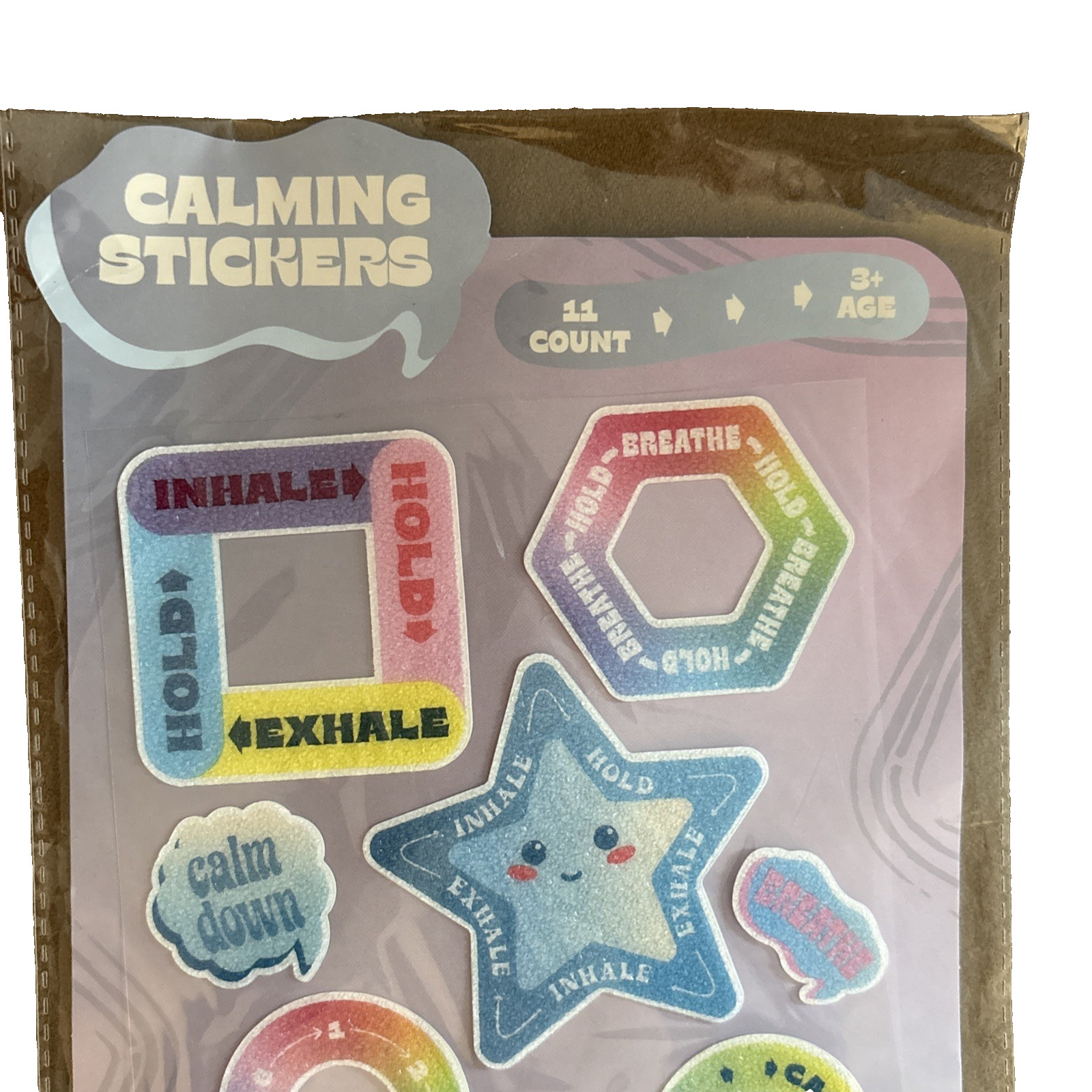 Calming Stickers Textured Breathing Exercises Set of 11 Desk & Water Bottle NEW