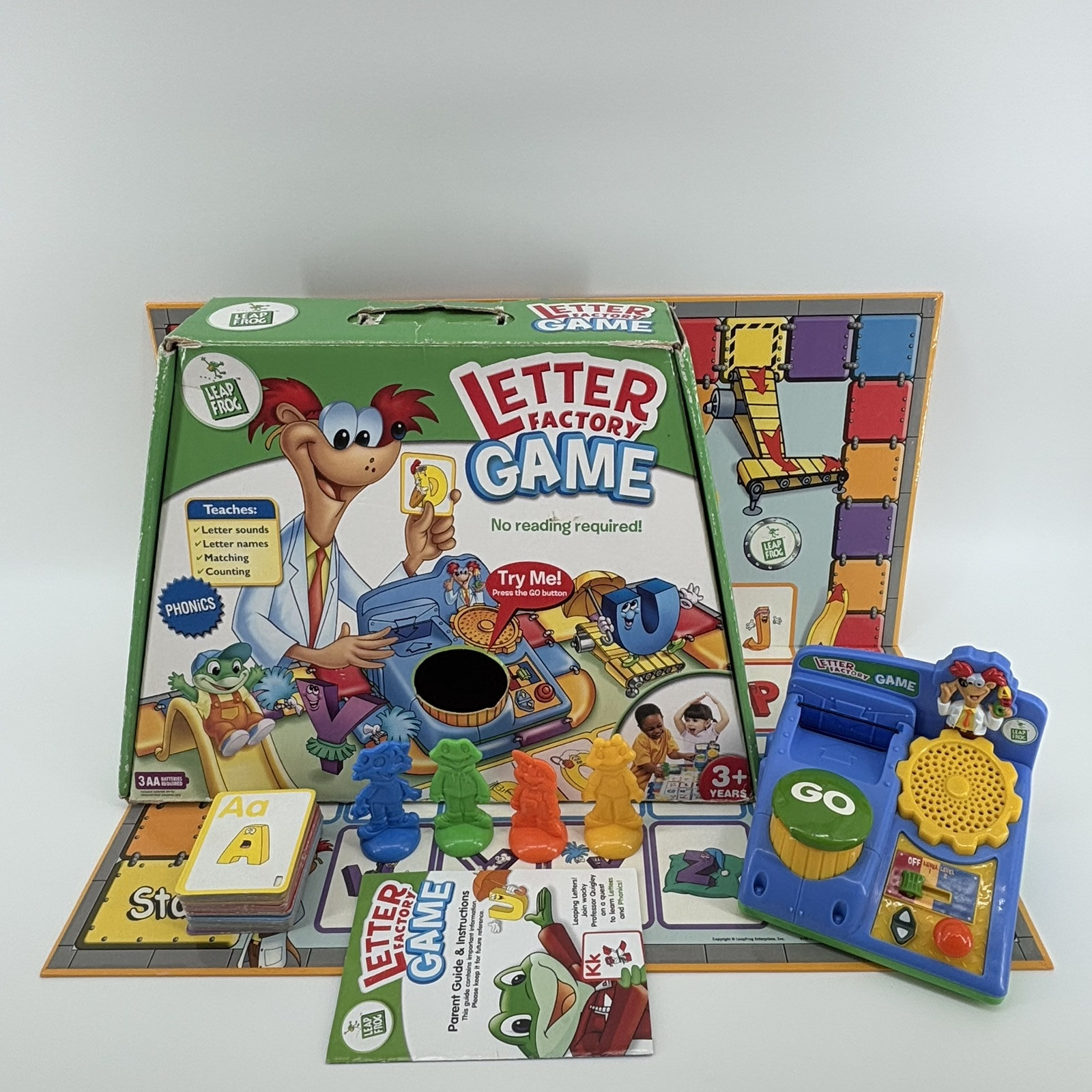 LEAP FROG Letter Factory Board Game *Broken Board/GO Button* Works! Complete
