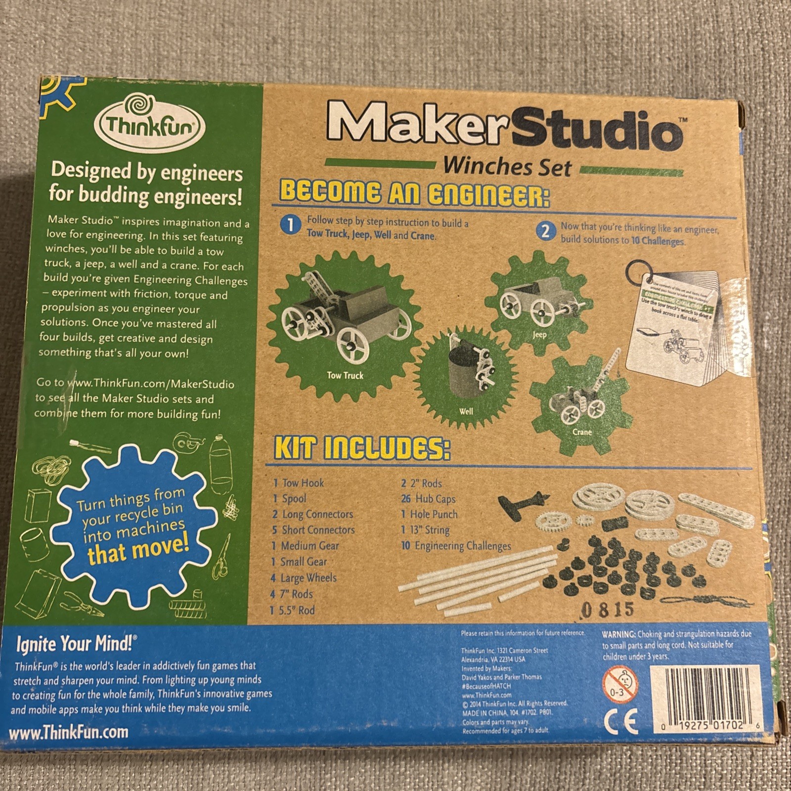 ThinkFun Maker Studio Winches Building Set NEW