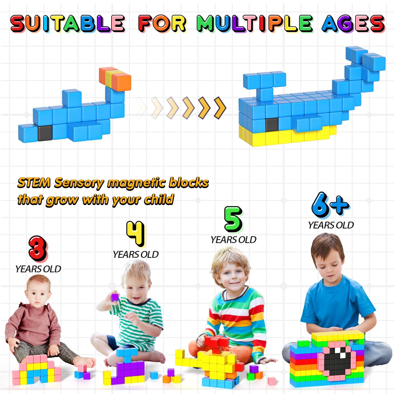 Apluses 54 PCS Magnetic Blocks, Building 1 Inch, [Standard Colors]