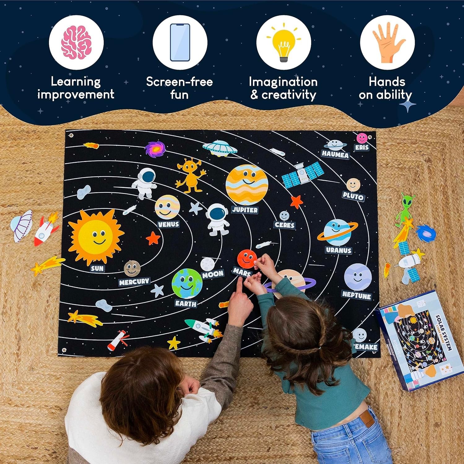 Kids 61-Piece Felt Solar System Set – Fun Montessori Learning Tool for Ages 3-8