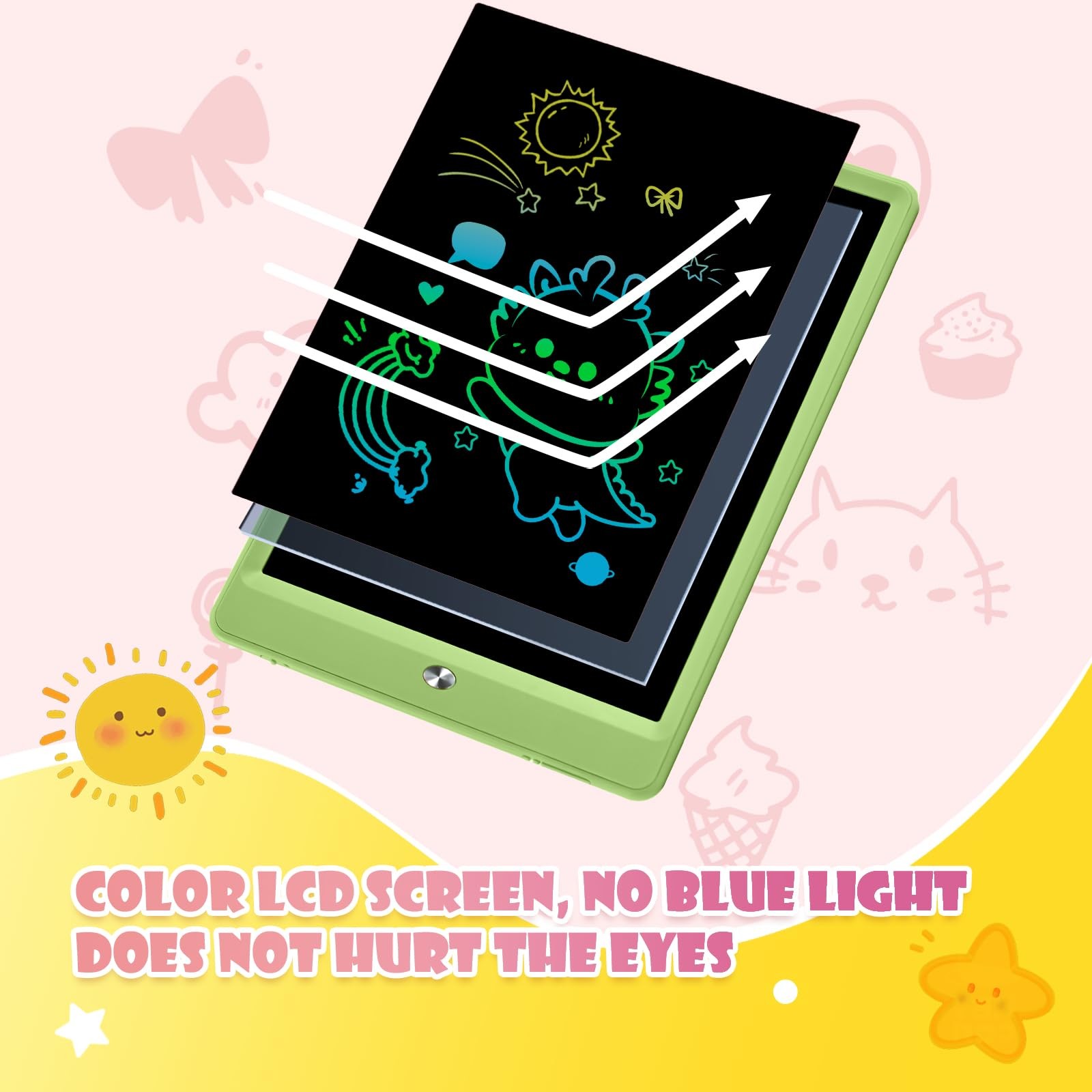 EooCoo LCD Writing Tablet for Kids, Valentine Gifts 10 Inch Green