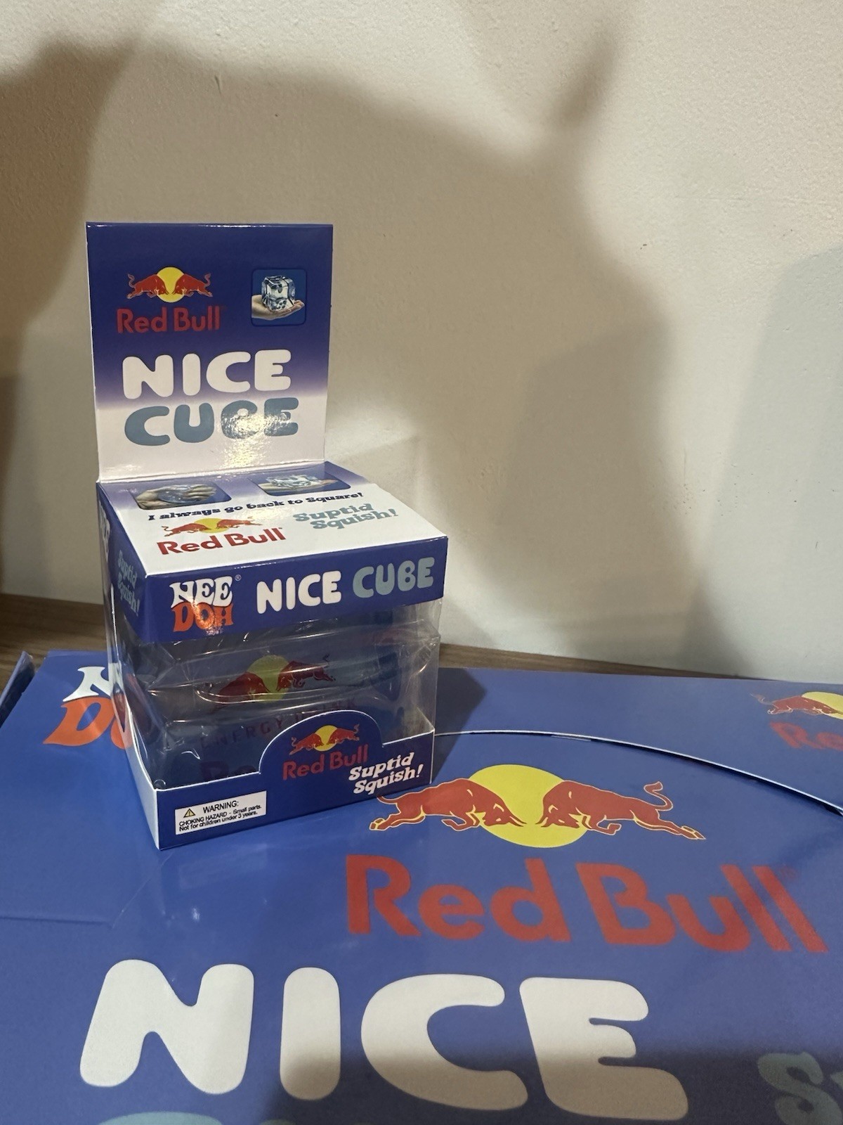 Red Bull Edition Nee Doh Nice Cube Blue/White “Stupid Squish!” Tactile Squeeze