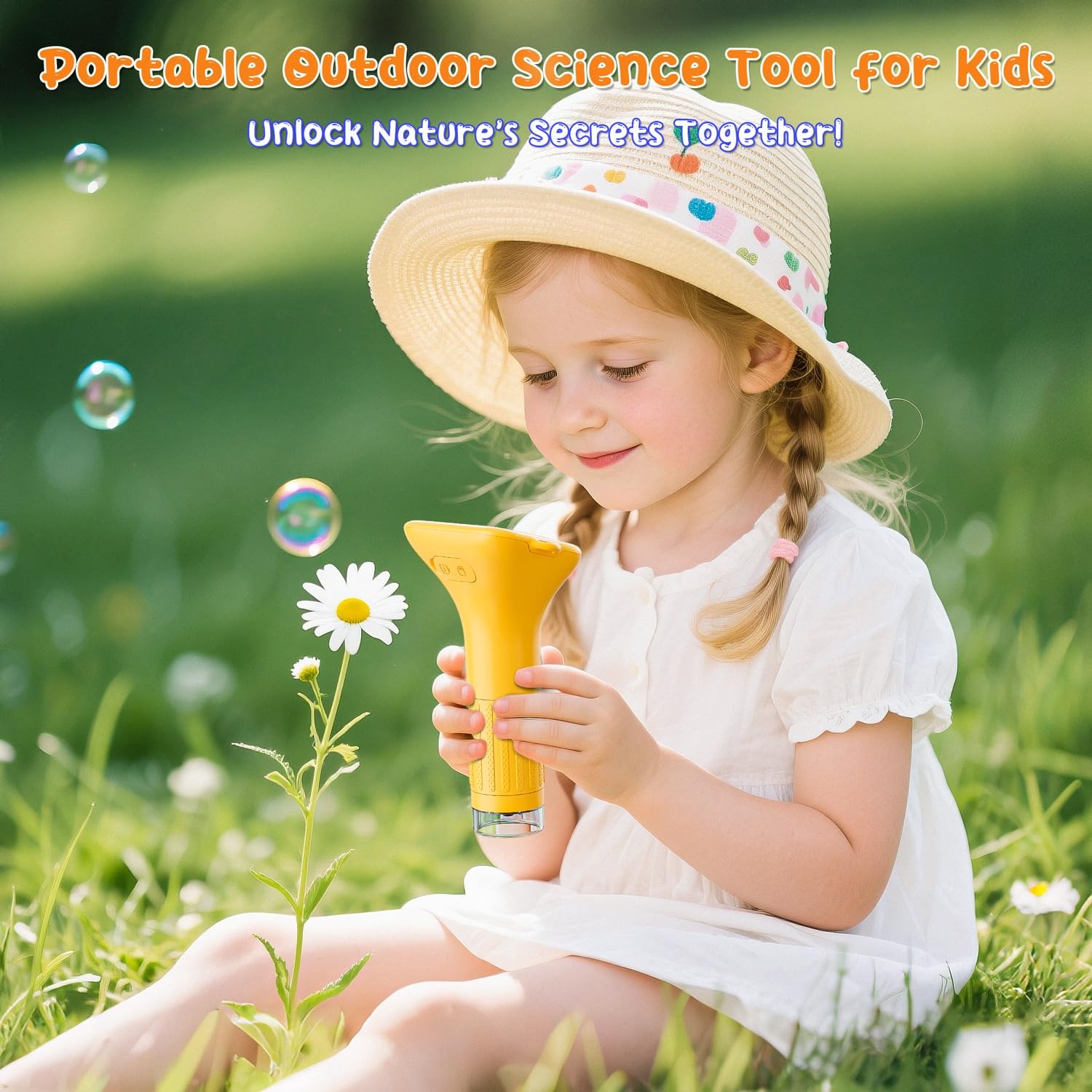 SKYBASIC Digital Microscope for Kids, 2″ Screen 1000X Handheld Yellow