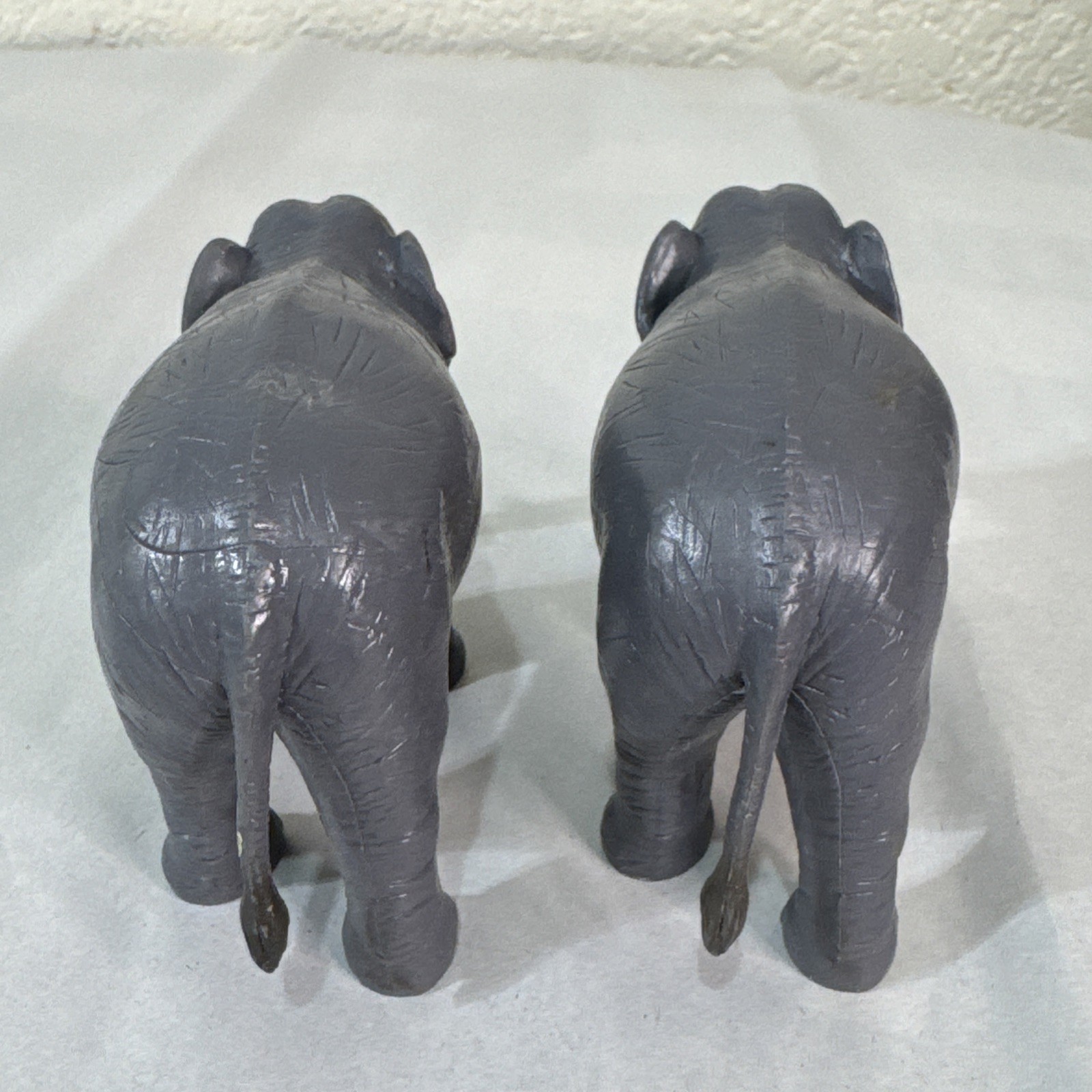 Terra by Battat Gray African Elephants Lot of 2 Lightly Used Hard Plastic Toy