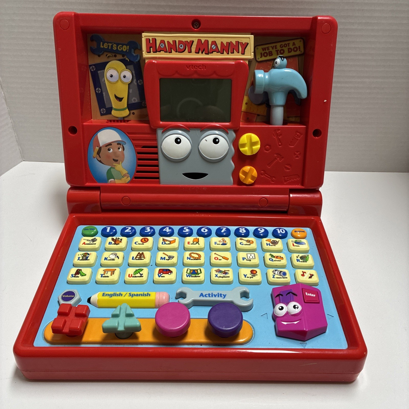Vtech Disney Handy Manny Construction Learning Laptop Tested Missing Screw D