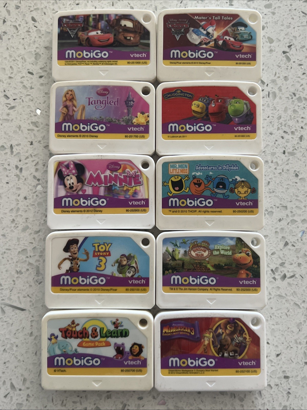 10 VTech MobiGo games Lot – Cars, Toy Story 3, Tangled, Chuggington, Minnie