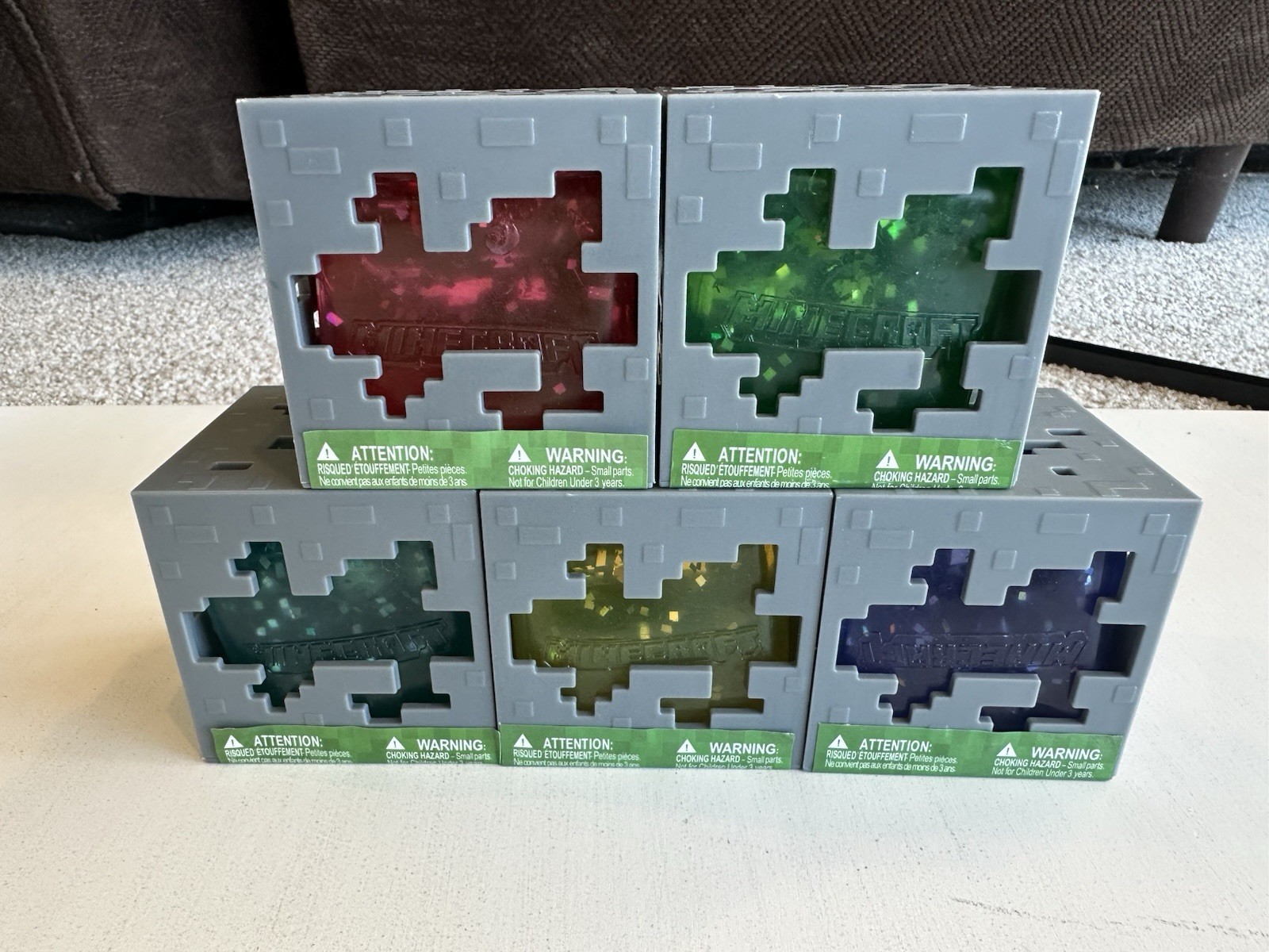 Minecraft Jelly Cubes Complete Full Set Lot of 5 Just Toys Fidget Squishy Toy