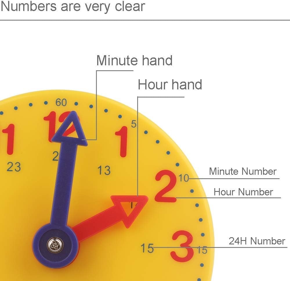 Student Learning 4″ Educational Clock 12/24 Hour Teach Time