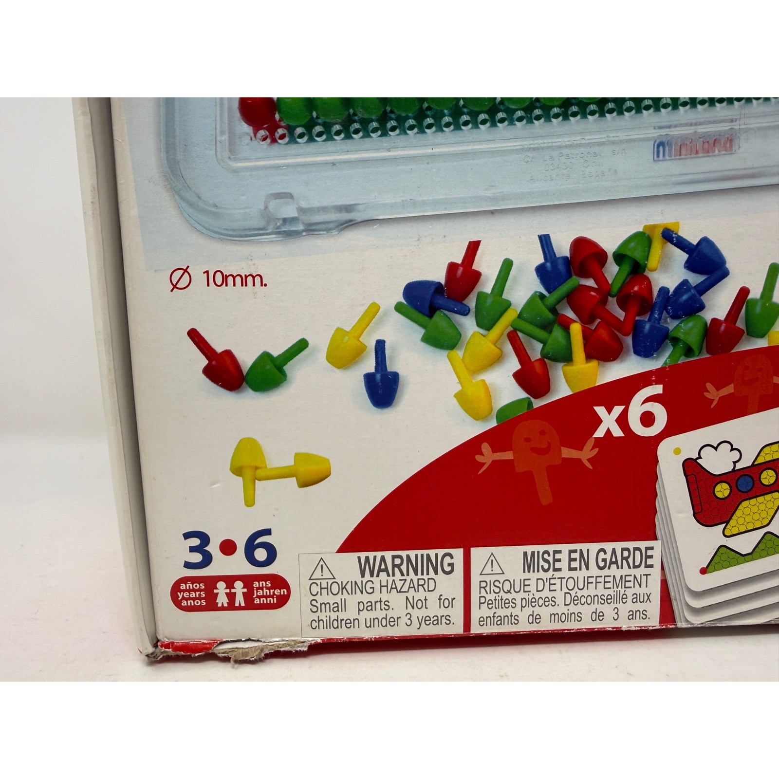 Miniland Educational Pegs 600 Pcs 10mm Mosaic Game Art Set with 6 Pattern Cards