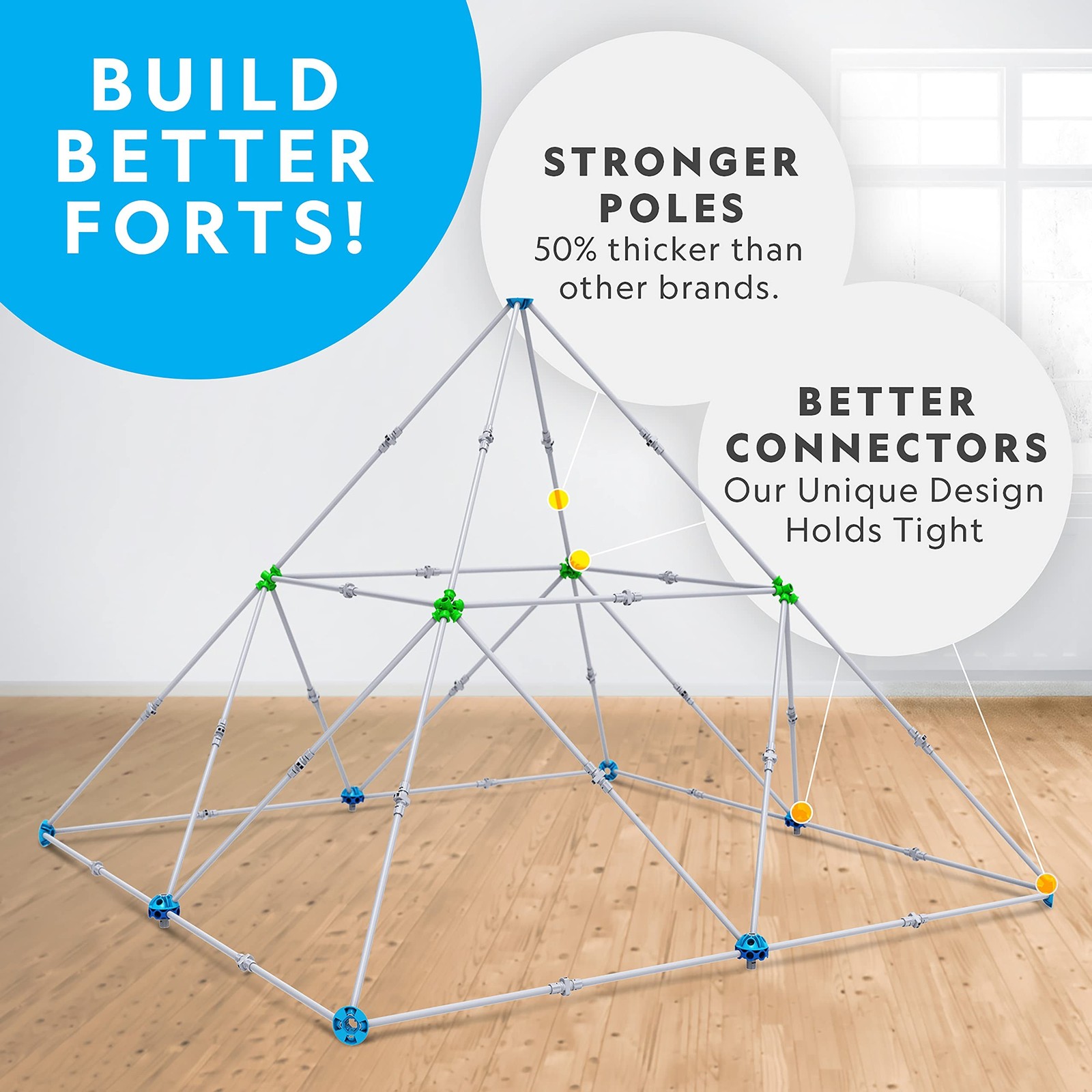 NATIONAL GEOGRAPHIC Kids Fort Building Kit – 135-Piece Indoor Fort Builder, C…