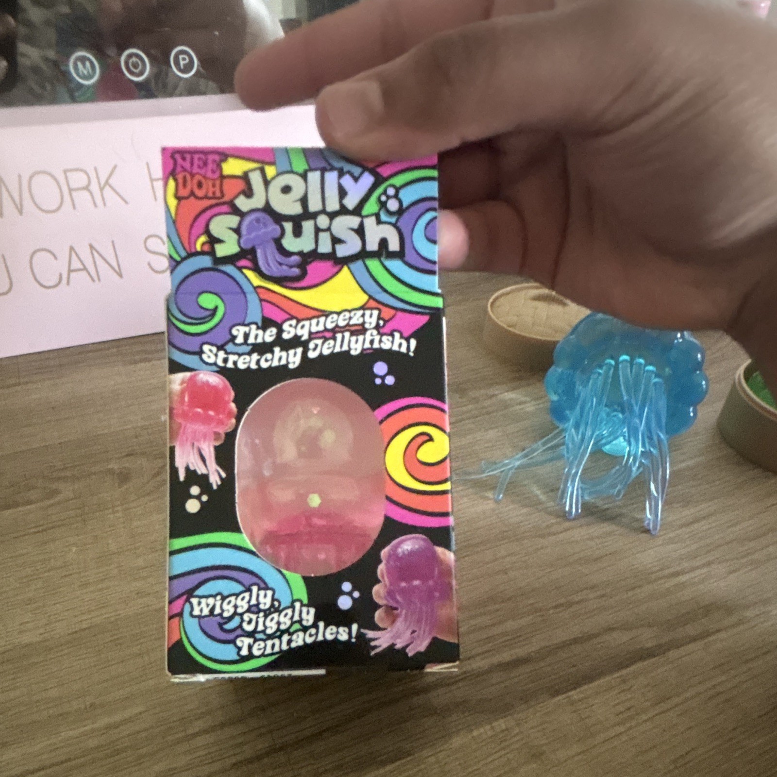 Nee Doh JellySquish Pink Jellyfish Super Solid Squish Squeeze Toy 25330NAB