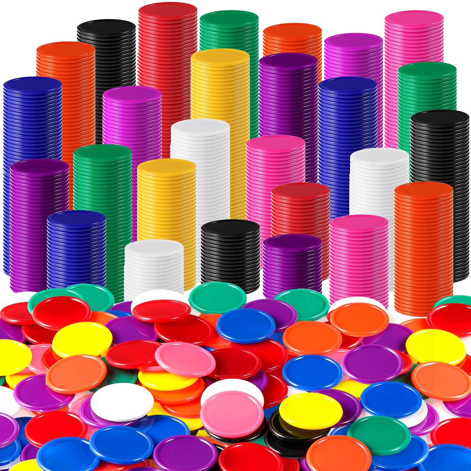 Bulk 2000 Colorful Bingo Chips – Ideal for Math Games and Classroom Rewards