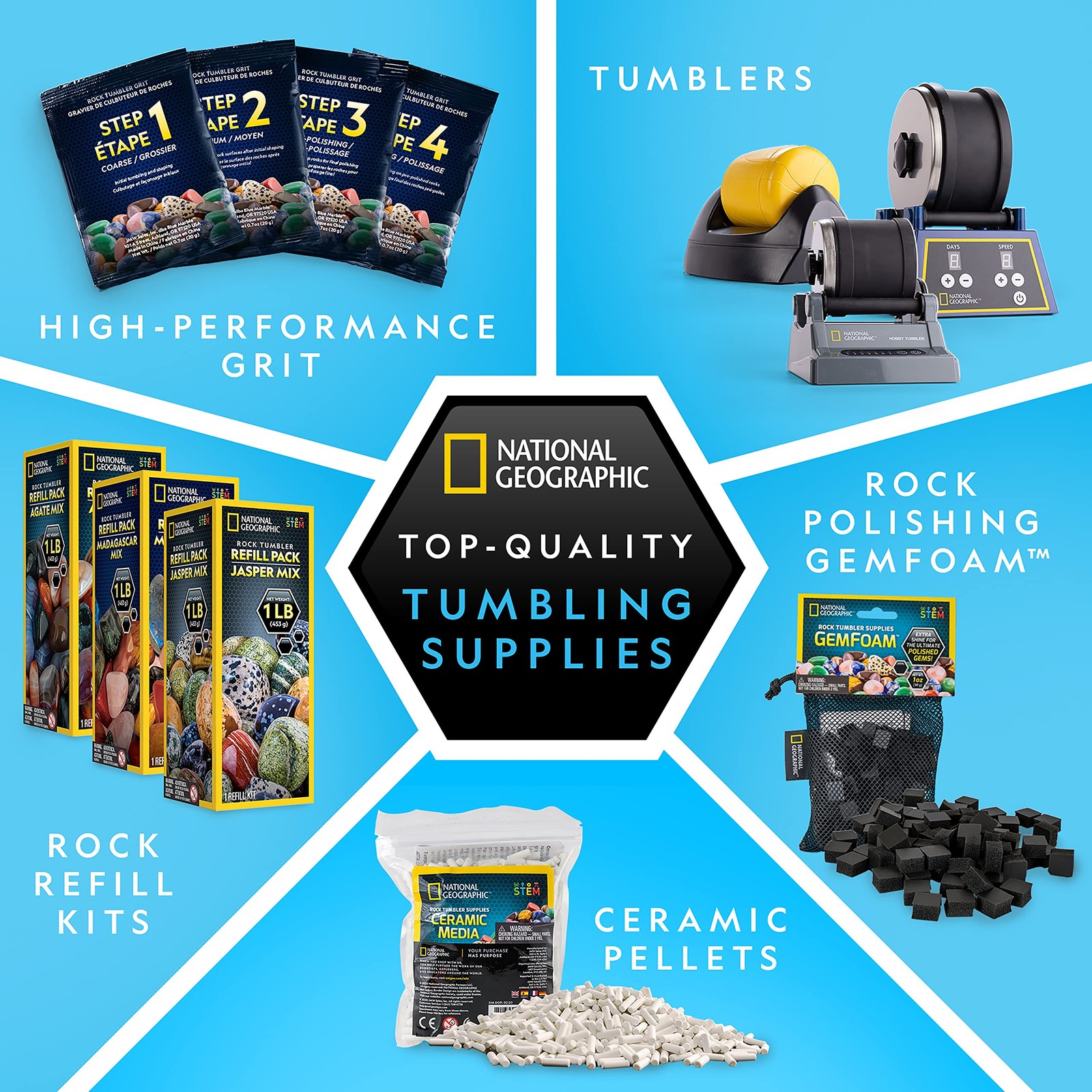 Blue Marble National Geographic Rock Tumbler Refill Kit – 5 Lb. Mix Of Rocks