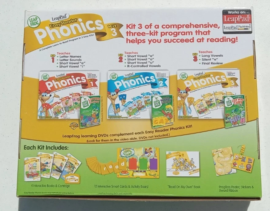 Leap Frog Easy Reader Phonics Kit #3 4 Books, 12 Smart Cards NEW, SEALED