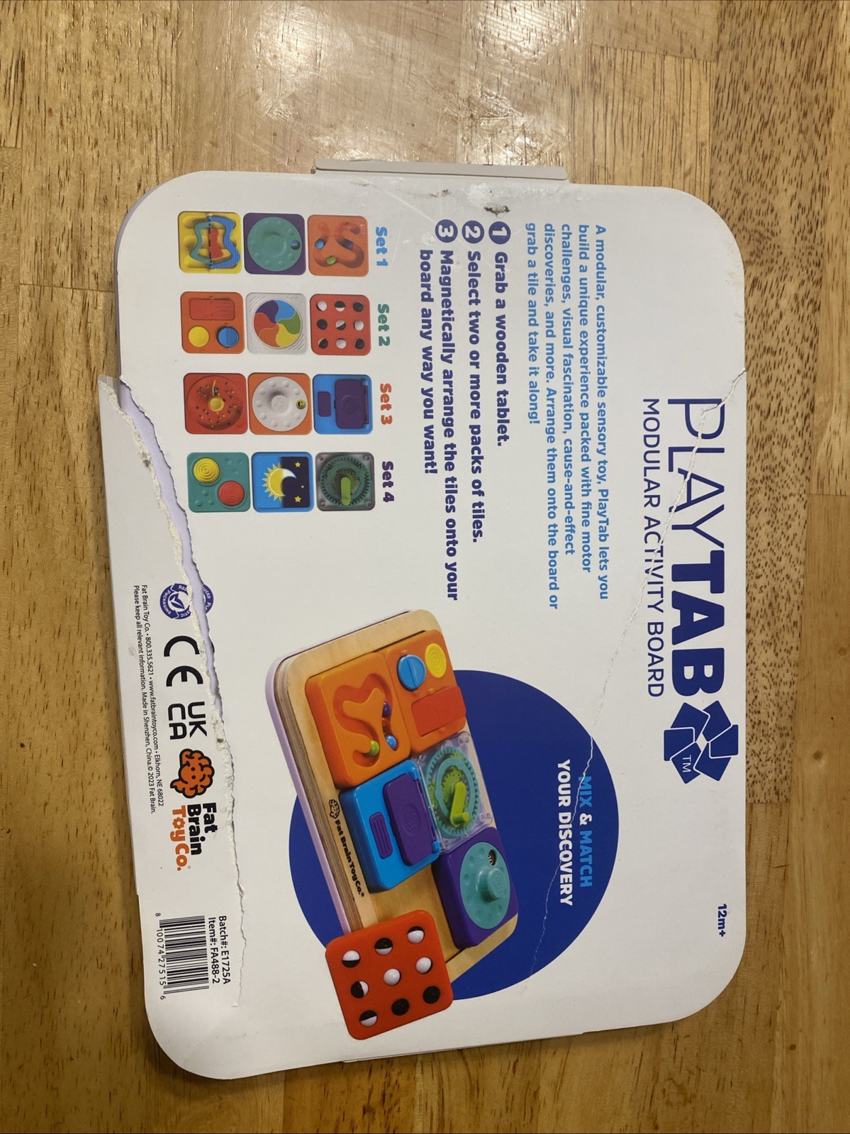 PlayTab Modular Wooden Activity Board – Magnetic Base for Sensory Play Tabs
